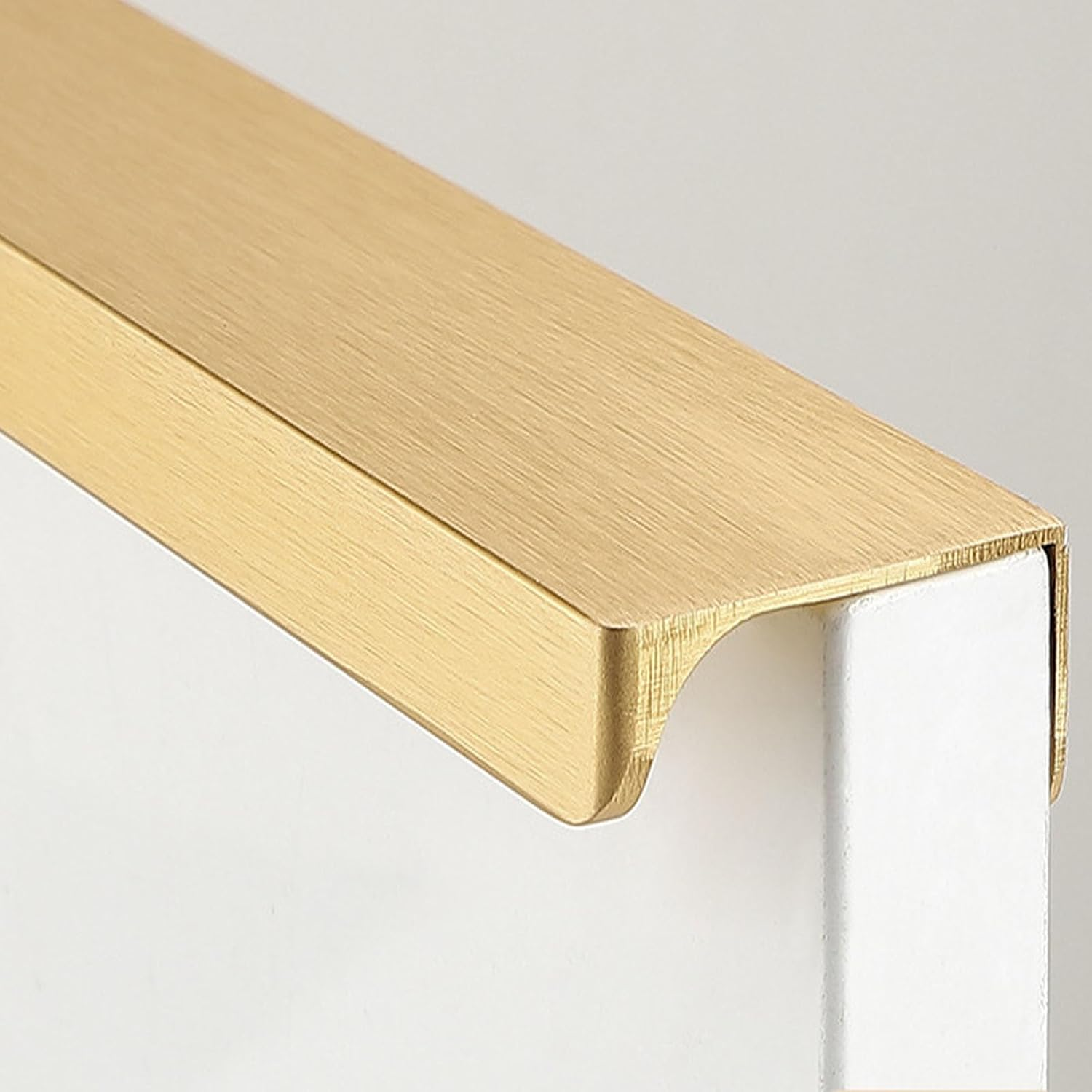 Pack of 10 Hidden Door Handles, Cabinet Handles, Furniture Handles, Modern Kitchen Handles, Aluminium for Wardrobe, Door, Drawers, Gold, Total Length 120 Mm