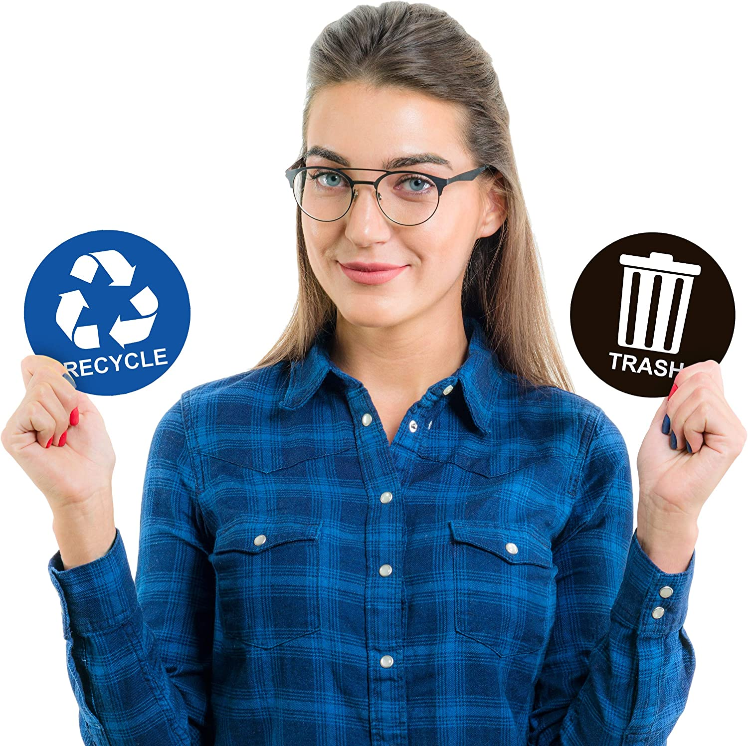 Recycle Sticker Signs for Trash Can - Perfect Bin Labels - 5" by 5" - 2 Pack - Ideal for Home or Office Use image number 4