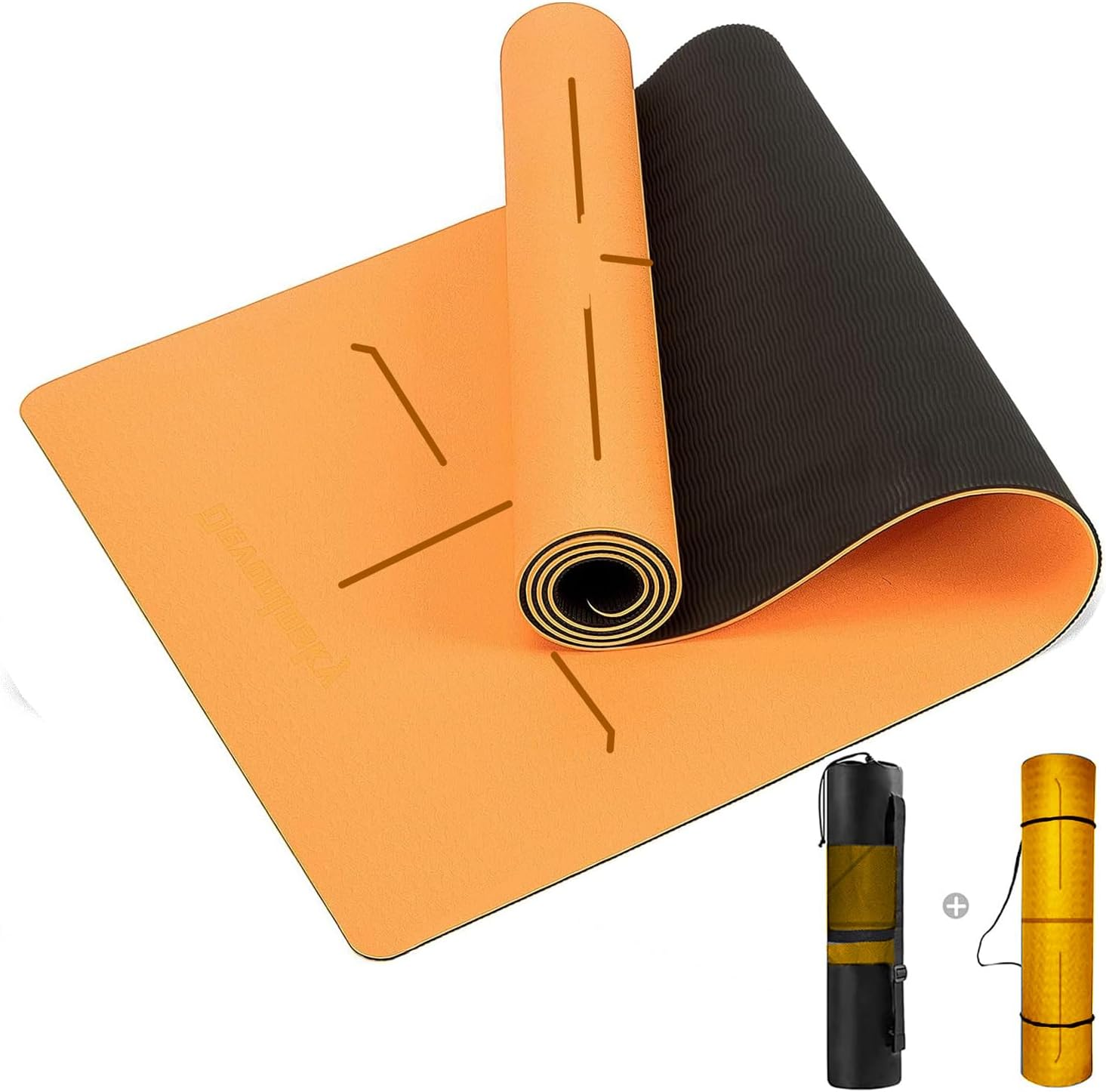 HJB VISSO Yoga Mat, Non Slip Pilates Fitness Exercise Mat with Alignment Marks for Women Men, 183 X 61 X 0.6Cm Thick Eco Friendly TPE, Carrying Strap & Storage Bag Included