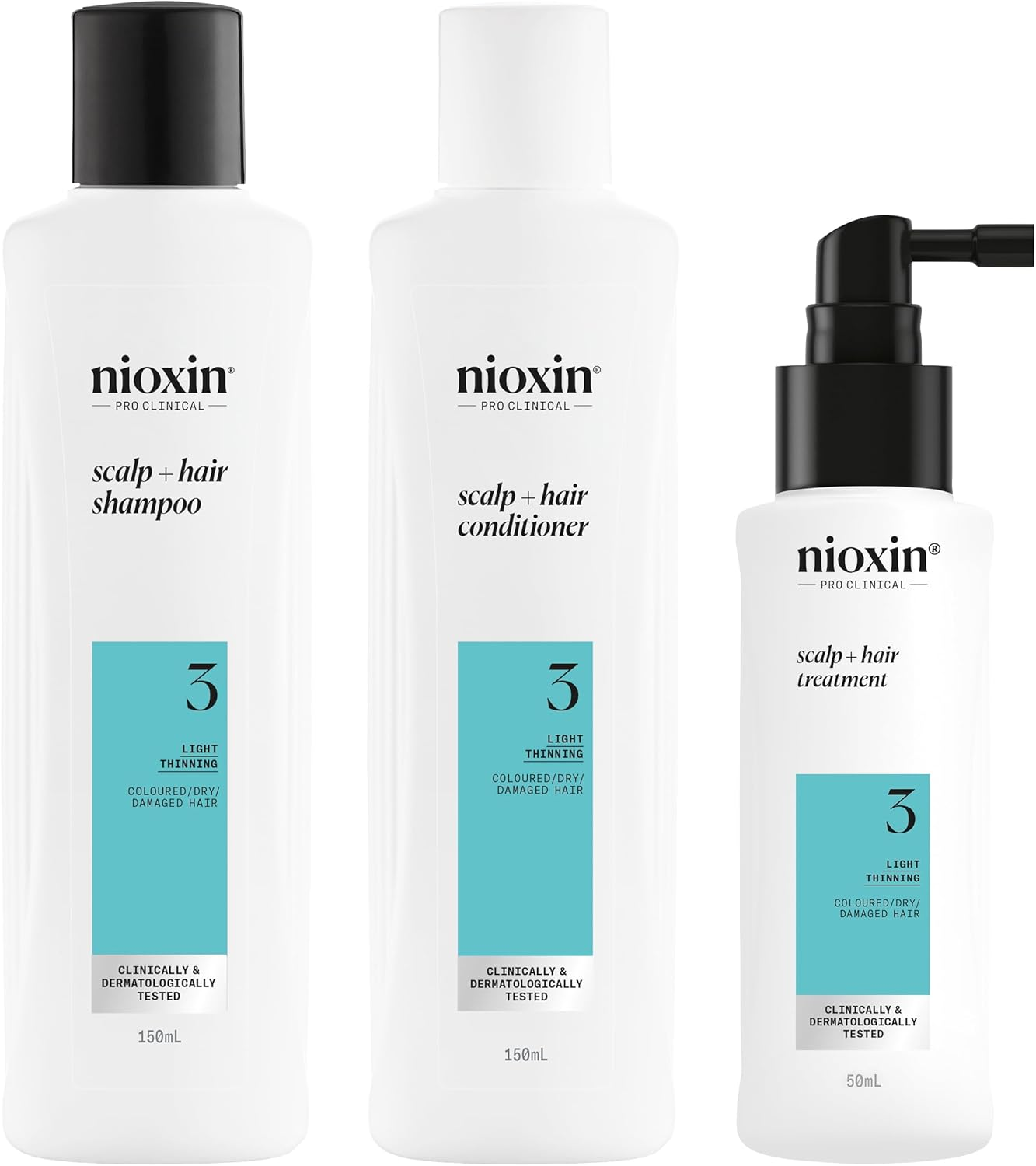 Nioxin Scalp plus Hair Thickening System 3 for Colored or Dry Damaged Hair with Light Thinning (Pack of 3) image number 6