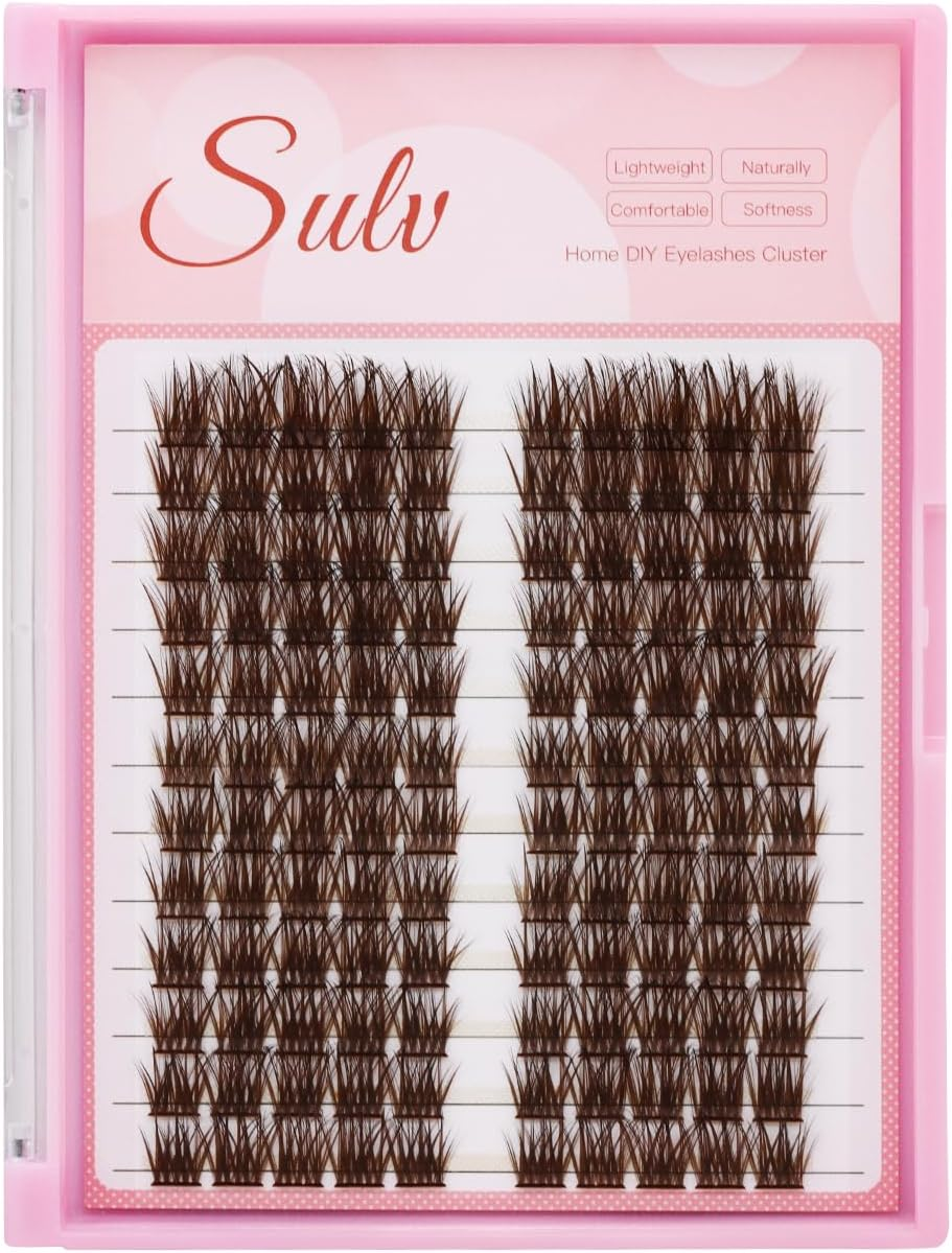 &rarr;SULV Color Brown Flase Eyelash Wave Shaped Eyelash Clusters Thickness 0.07Mm Soft and Lightweight Eyelash Extensions Dramatic Lashes Individual False Eyelash D Curl Eye Lash (Brown, 12Mm)