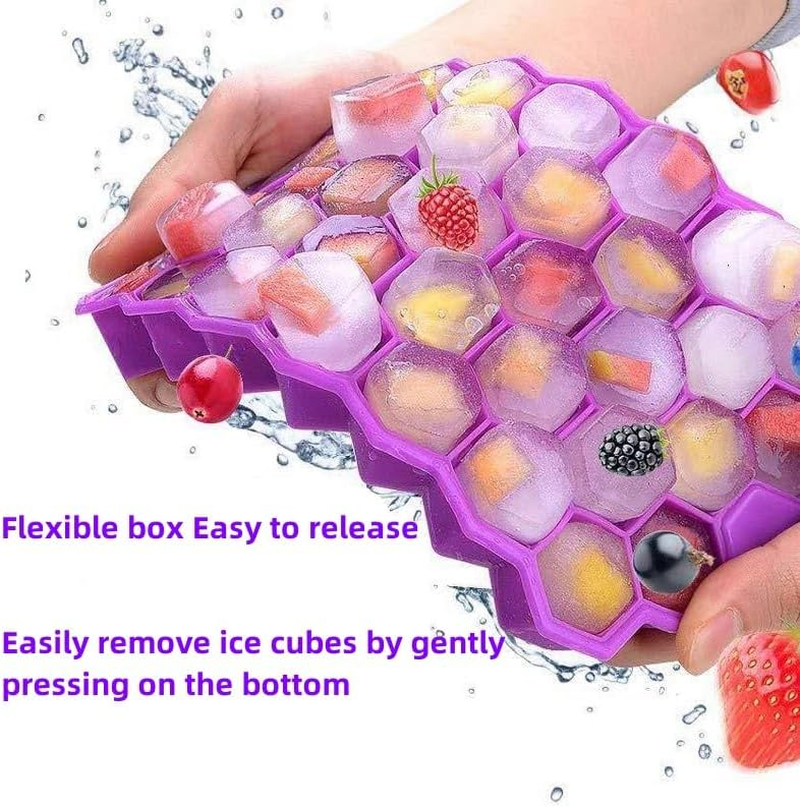 2-Piece Silicone Honeycomb Ice Cube Tray - Perfect for Whiskey, Tea, Chilling Cocktails, Coffee, Candy, Chocolate, Fruit, and Complementary Feeding for Infants image number 5