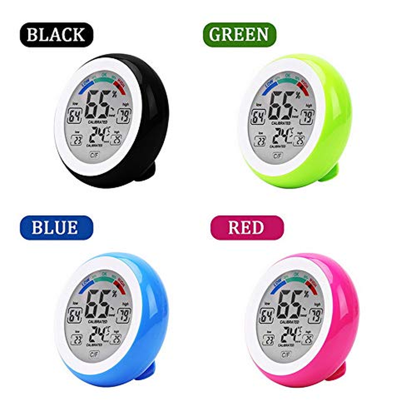 Meichoon Indoor Outdoor Thermometer Hygrometer,Wireless Electronic Temperature Humidity Meter,Round Touch Screen Household Digital LCD Display Thermometer,Weather Station Tester,Ud02 Green image number 3