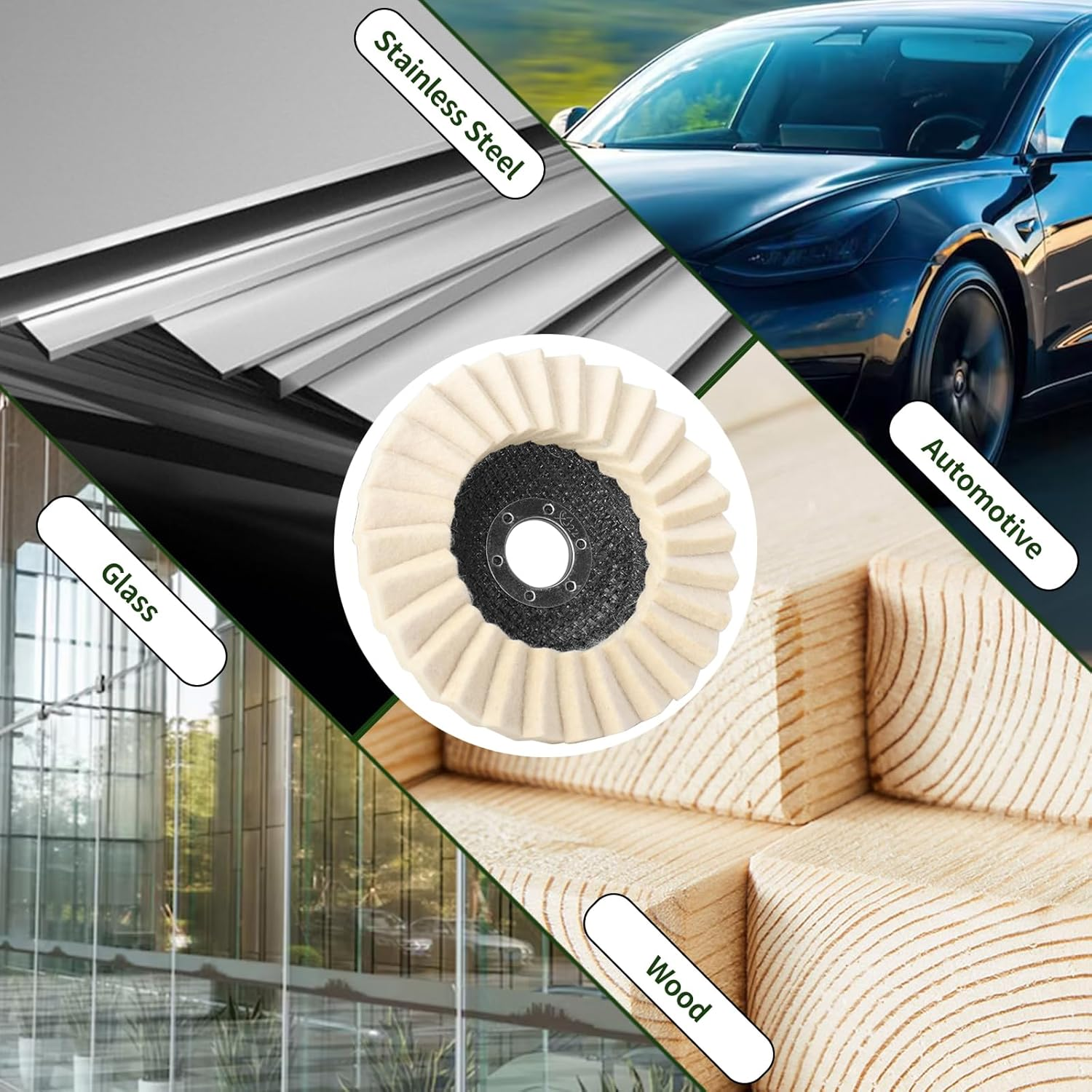 6-Pack Felt Flap Disc Abrasives 5" X 7/8" Arbor, Wool Polishing Buffing Wheel Pad for Angle Grinder image number 4