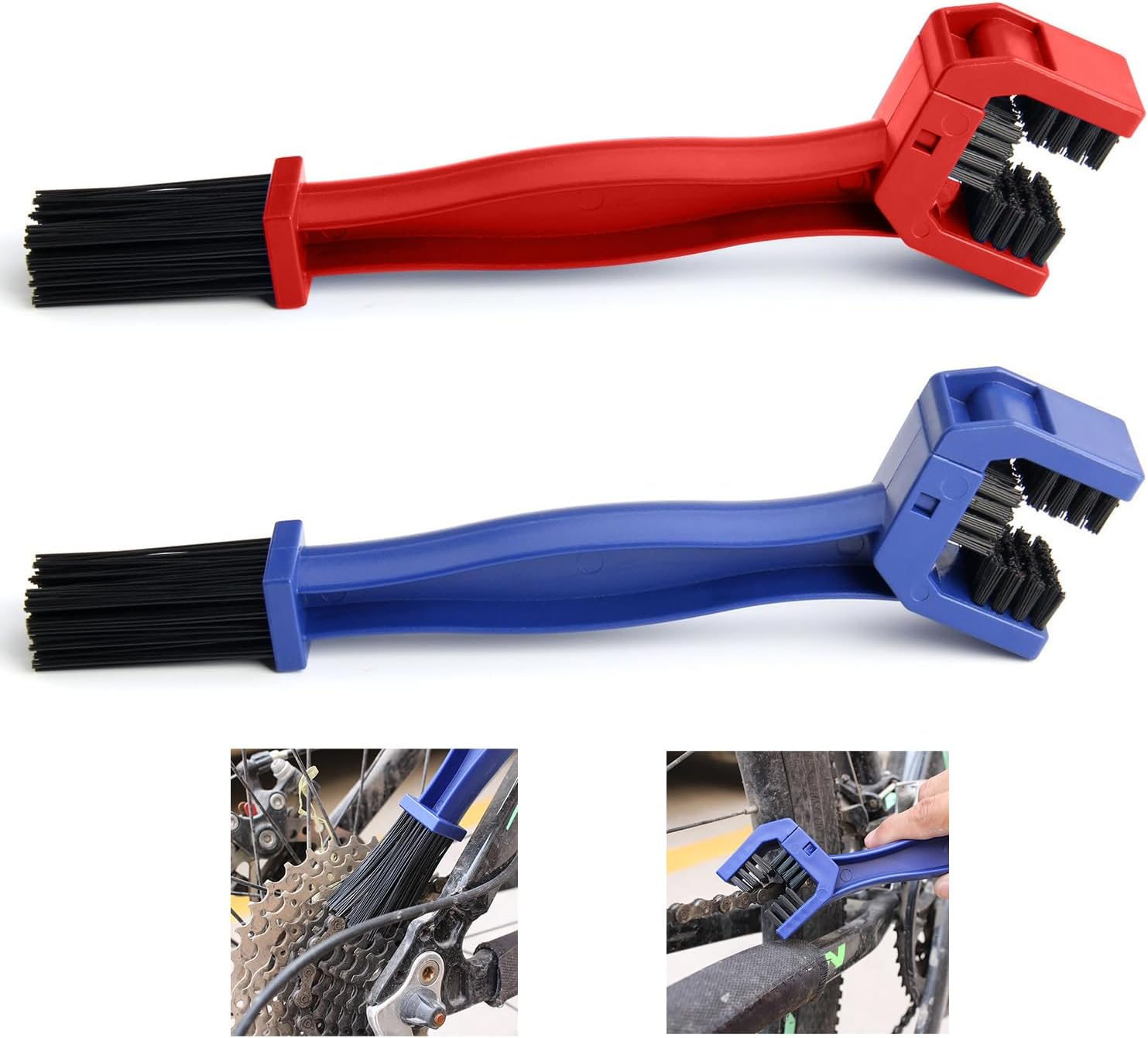 2 Pcs Chain Cleaning Brush, Funcyboo Bike Motorcycle Chain Washer Bike Chains Scrubbing Brush for Mountain Bikes Motorcycle Chains (Red and Blue) image number 5