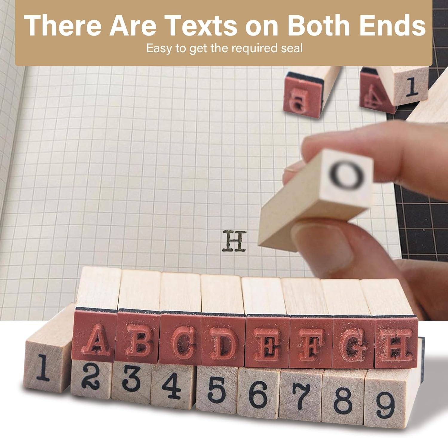 36 Pcs Wooden Rubber Number Alphabet Stamps, Rubber Vintage Letter Stamps Kit, Stamper Seal Set with Wooden Box for Crafting, Journaling, Scrapbooking, Card Making image number 3