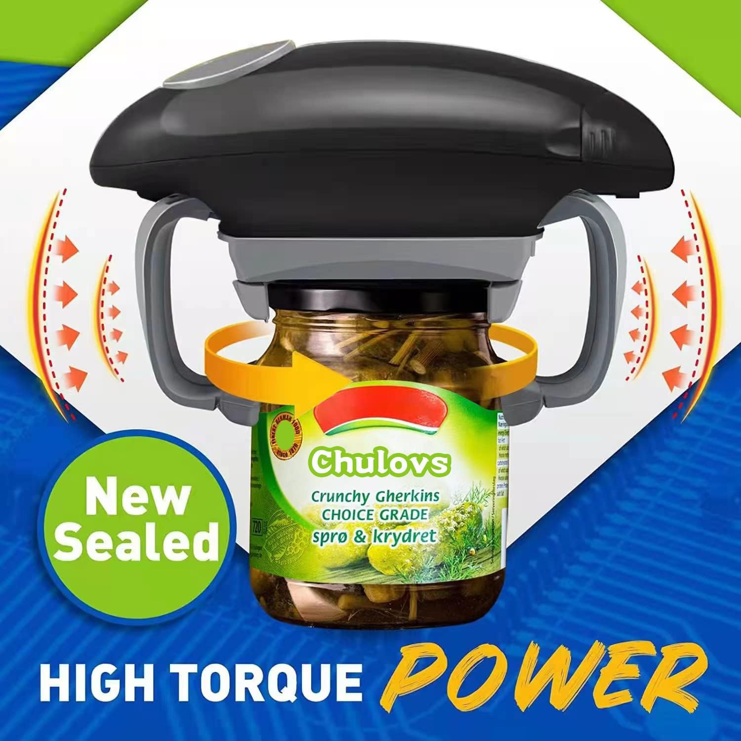 Chulovs Electric Can Opener, Kitchen Helper Heavy Duty Automatic Can Opener for New Sealed Jars, Hands Free Can Opener with Less Effort to Open (Black) - White image number 5