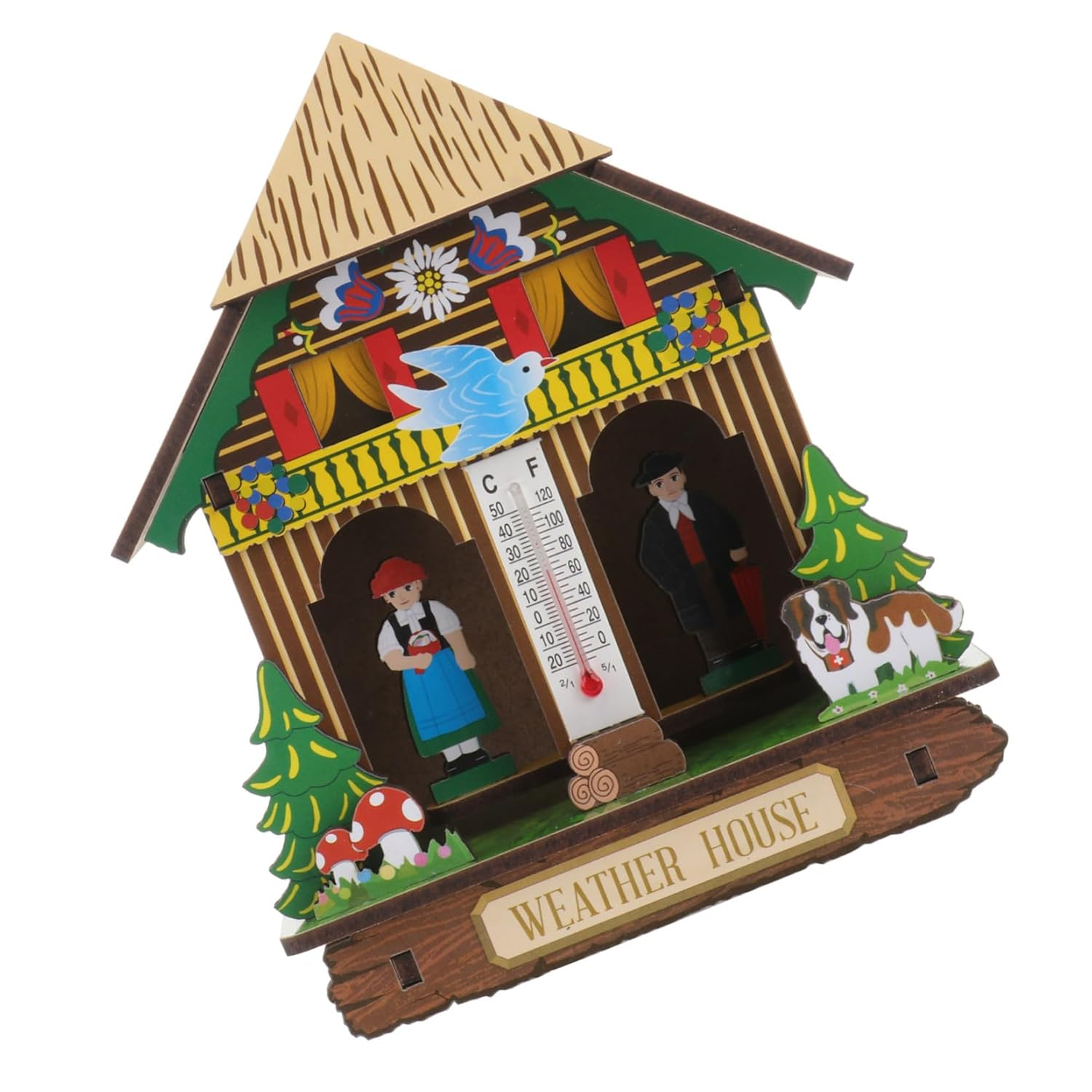 DECHOUS Wall Hanging Barometer Home Weather House Temperature and Humidity Practical Design for Indoor Use Random Color image number 2