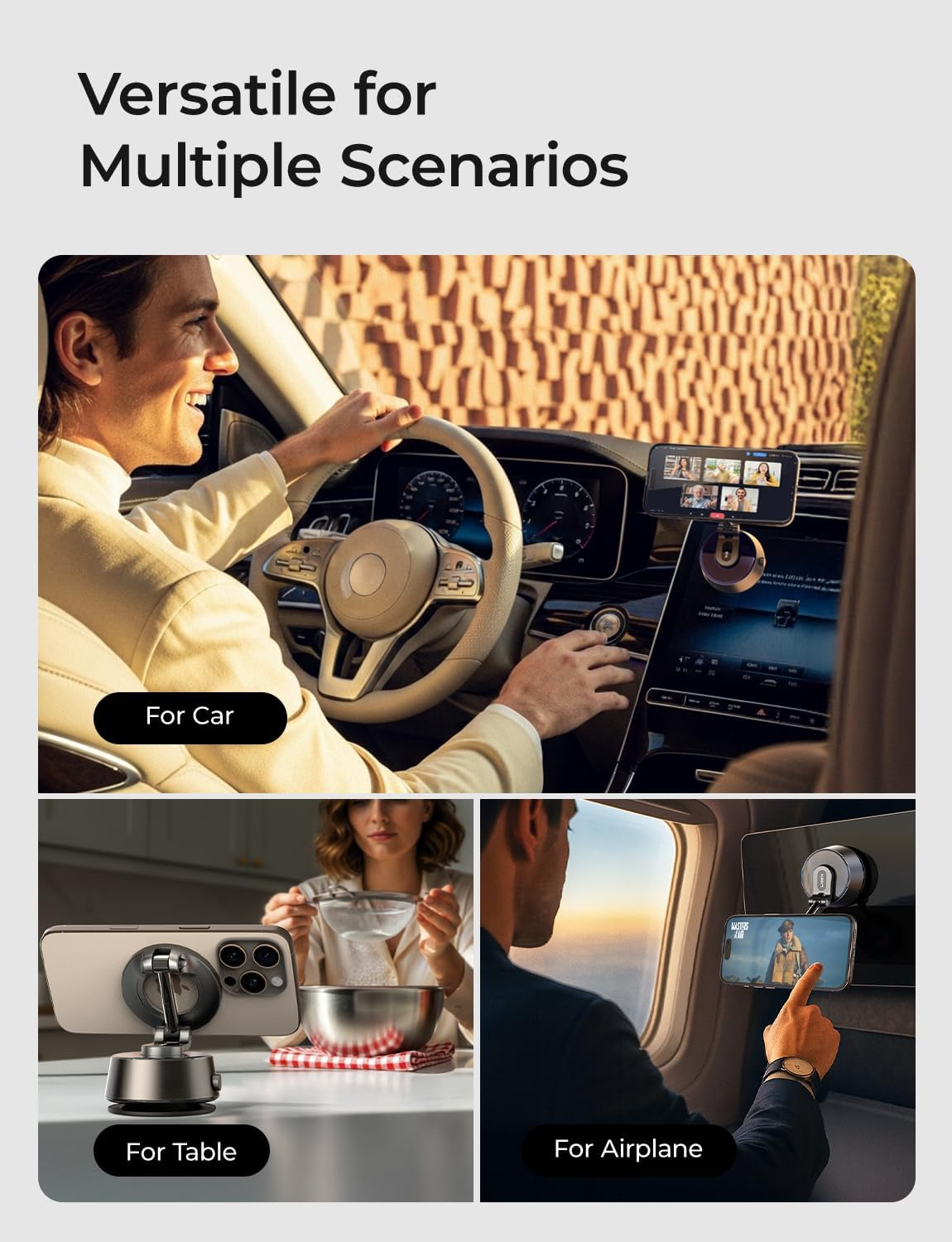 LISEN Electric Retractable Car Phone Mount, Dash Cell Phone Holder Electric Vacuum Suction Cup Mount, Fit Any Angle,Any Position, for Iphone 16 15 14 13 12 Pro Max Mini Samsung Android and Smartphones image number 1