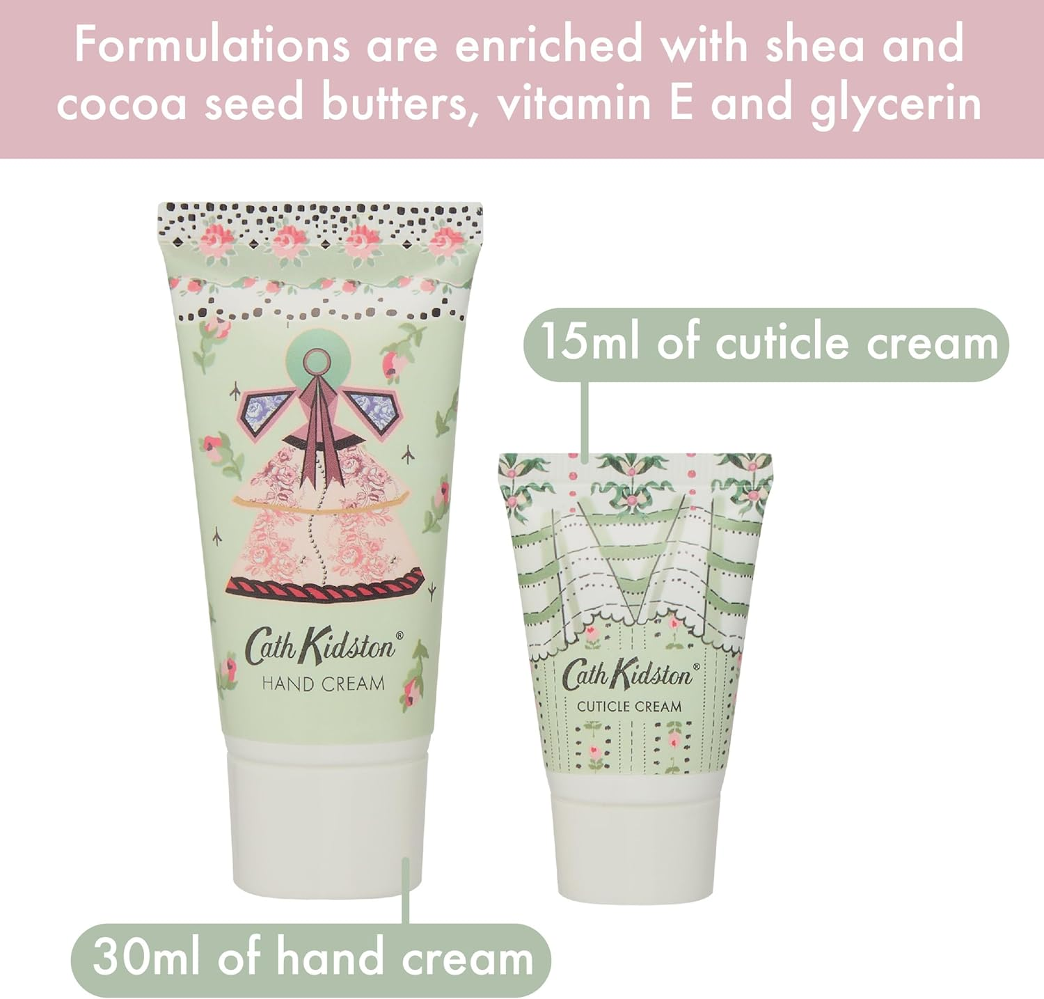 Cath Kidston Manicure Set with Hand Cream 30Ml, Cuticle Cream 15Ml, Emery Board and Nail Clippers in Tin, Travel Size Hand Care Essentials, Beauty Gift for Her, Cruelty Free and Vegan Friendly