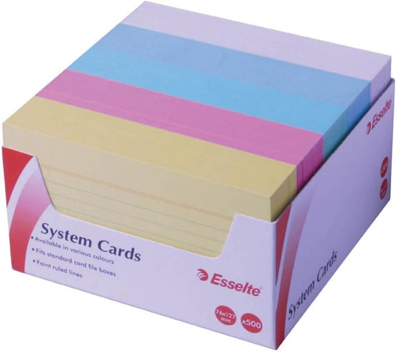Esselte System Cards 127X76Mm (5X3) Assorted Pack 5