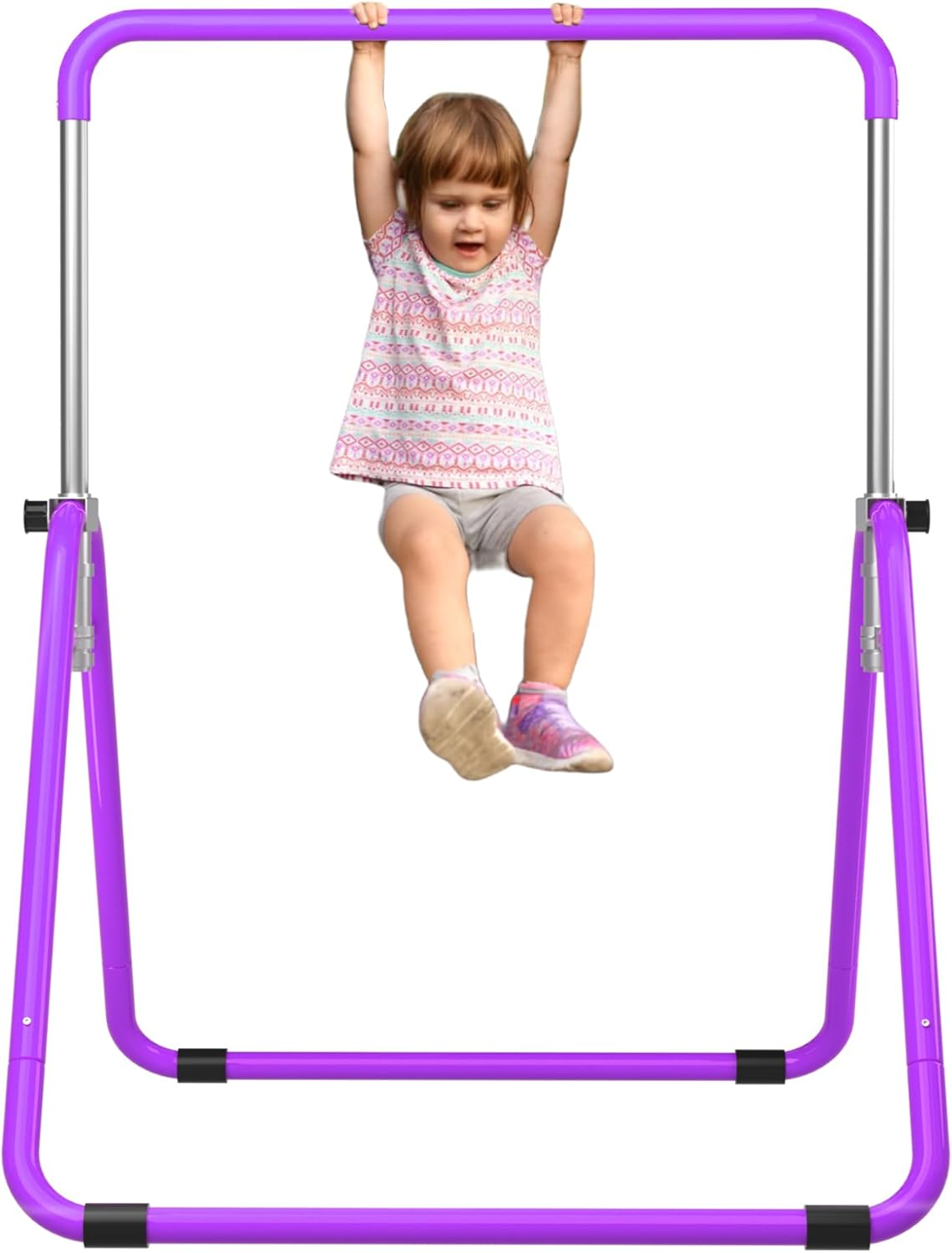 WATBKHE Gymnastic Bars for Kids, Horizontal Bars with Adjustable Height, Folding Gymnastic Training Kip Bar with Rings, Expandable Bars for Boys and Girls, Gymnastic Training Equipment for Home
