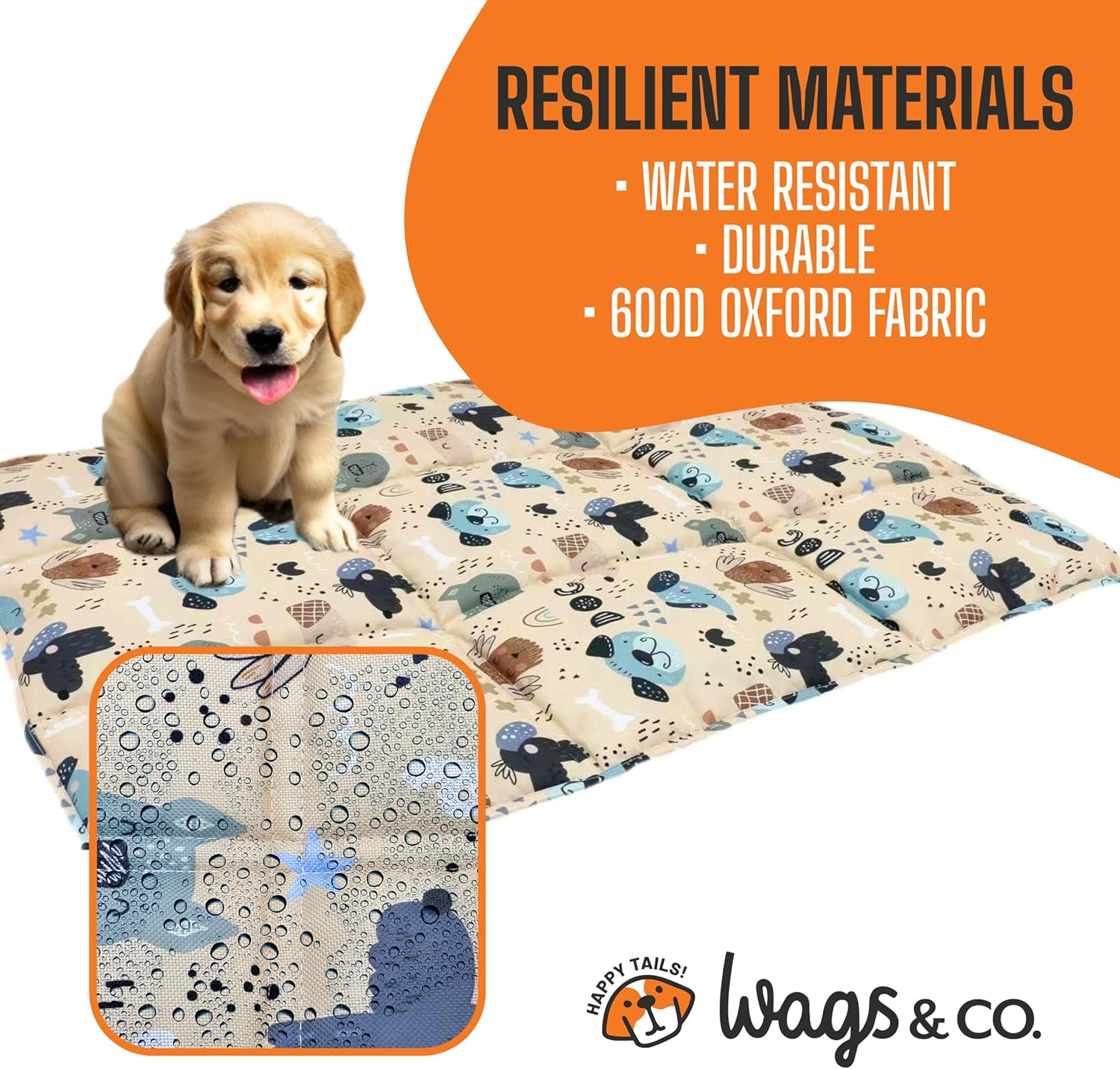 Canine COOSH - Outdoor Folding Dog Travel Mat - 70 X 100Cm. Durable, Easy-To-Clean, Portable Dog Bed for Beach, Bush, Camping, Travel, with Clip-On Carry Strap. (Happy Hounds) image number 6