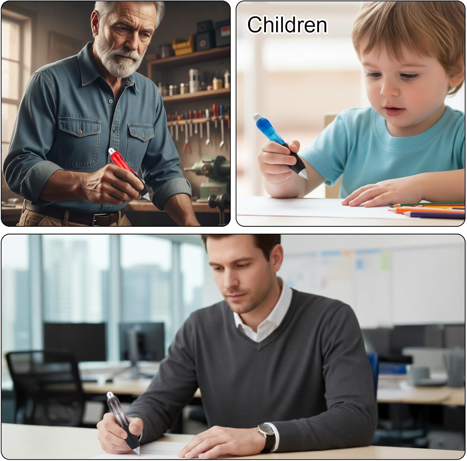 Gjinxi Pack of 15 Large Thick Ballpoint Pens, Heavy Weighted Pen with Large Wide Grip for Tremor Arthritis, Weak Grip Strength Parkinson'S Disease (3 Pens + 12 Refills) image number 4