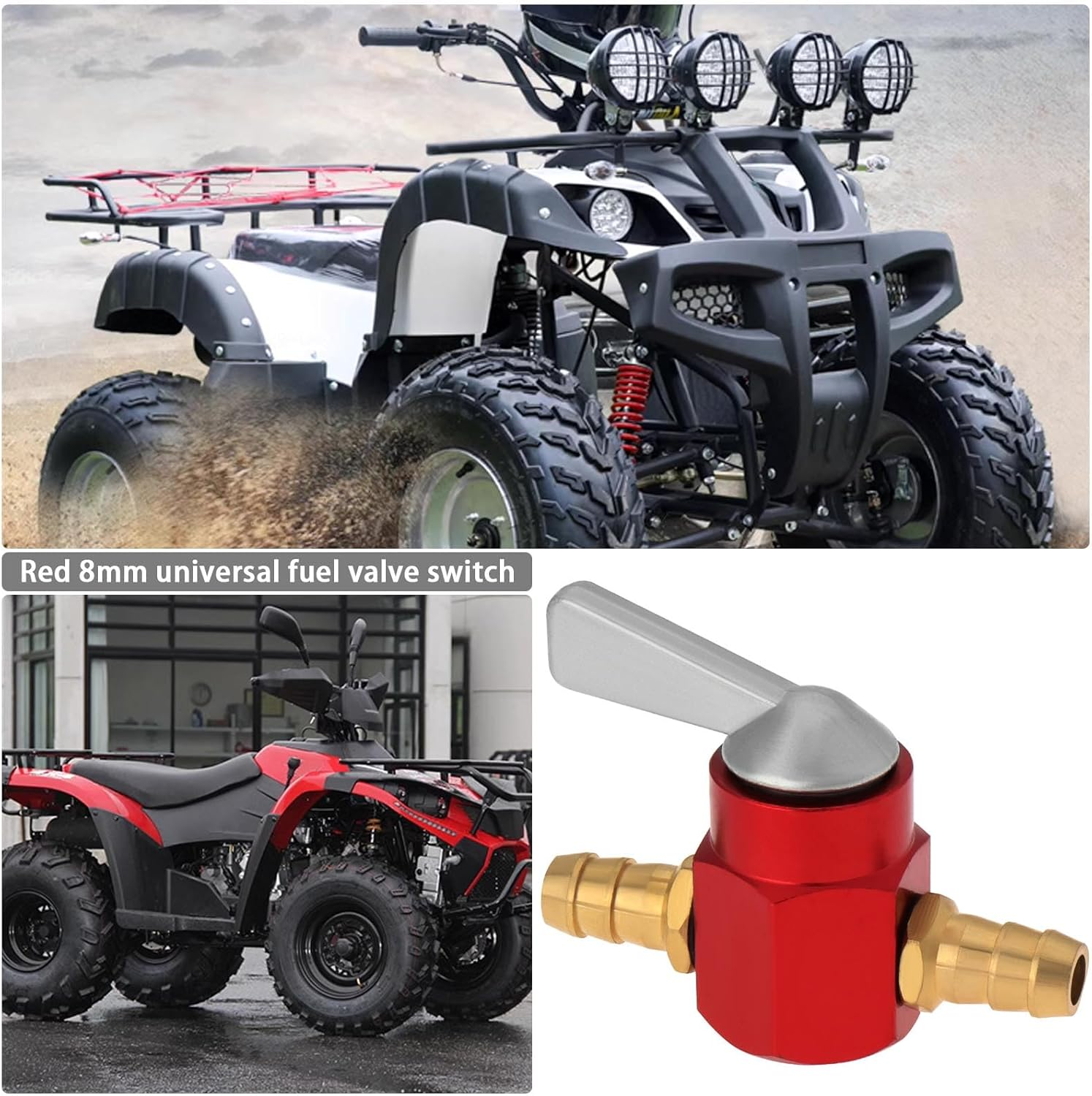 1PC Fuel Tap 8Mm Metal Inline Petrol On-Off Fuel Tap Switch for Motorcycle On-Off ATV Scooter Fuel Petrol Tap Switch Petrol Gas Fuel Tap Petcock Valve Red - Blue image number 6