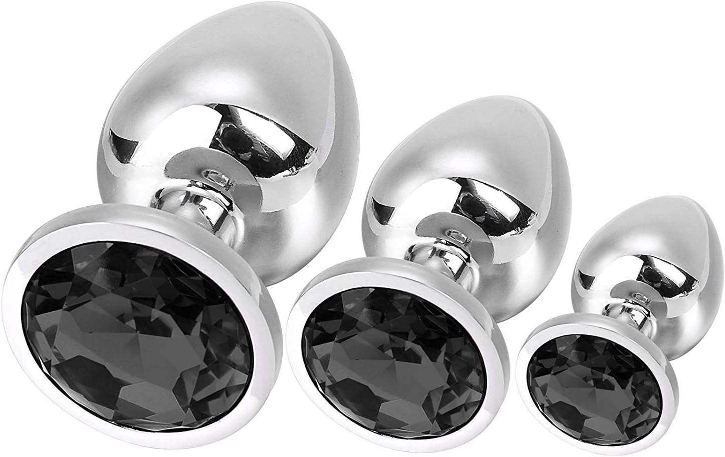 Anal Butt Plug, Greenpinecone Small + Medium + Big Set Fetish Stainless Steel Anal Butt Plug Anal Plug Hook with Crystal Diamond Beginner 27Mm-33Mm-41Mm Anal Stimulation Toy for Unisex Masturbation image number 4