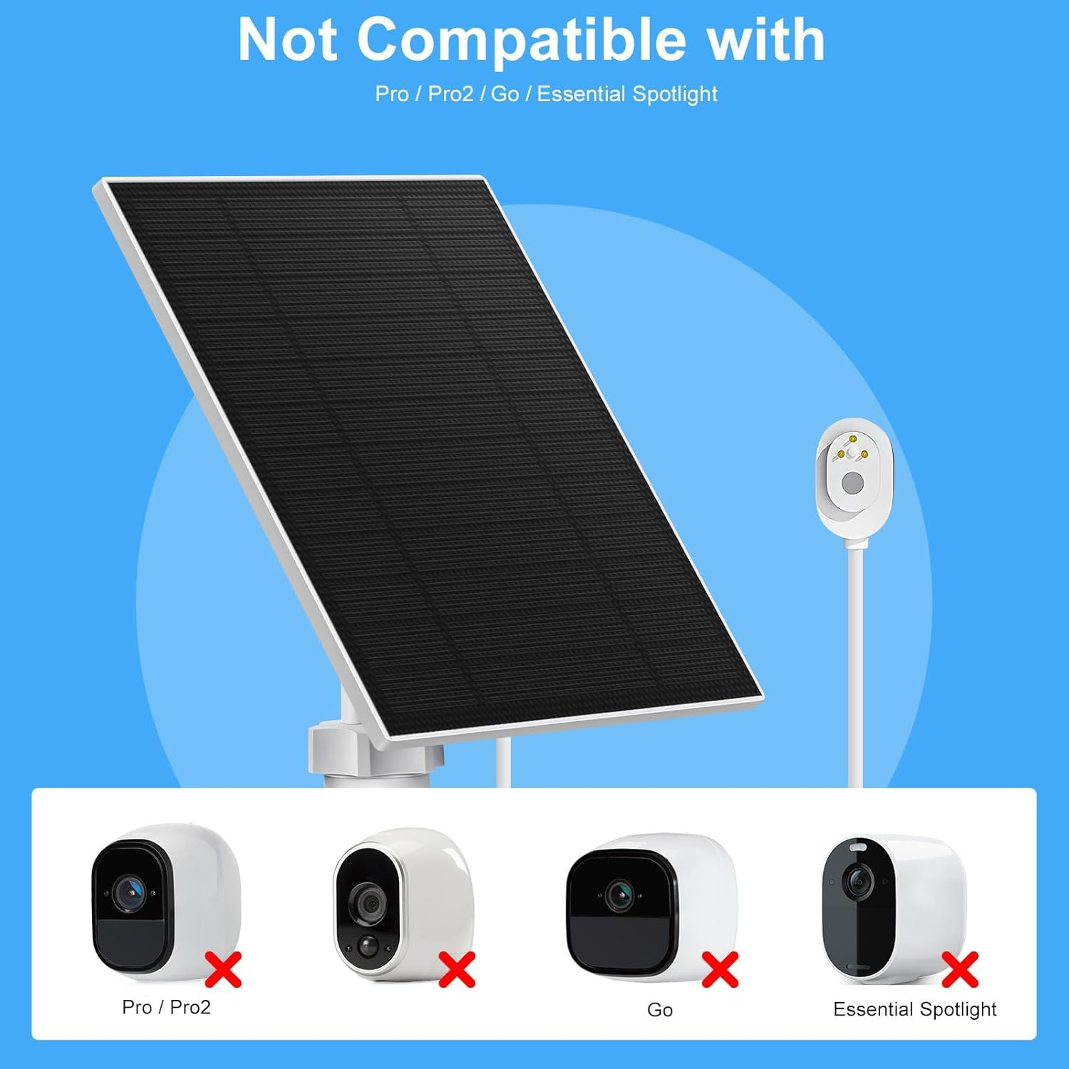 Solar Panel Charger for Arlo Pro 3,Pro4,Pro 5S,Ultra,Ultra 2,Pro 3 Floodlight,5W IP65 Waterproof Solar Panel Charger for Arlo with 9.84Ft Charging Cable (1 Pack) image number 4