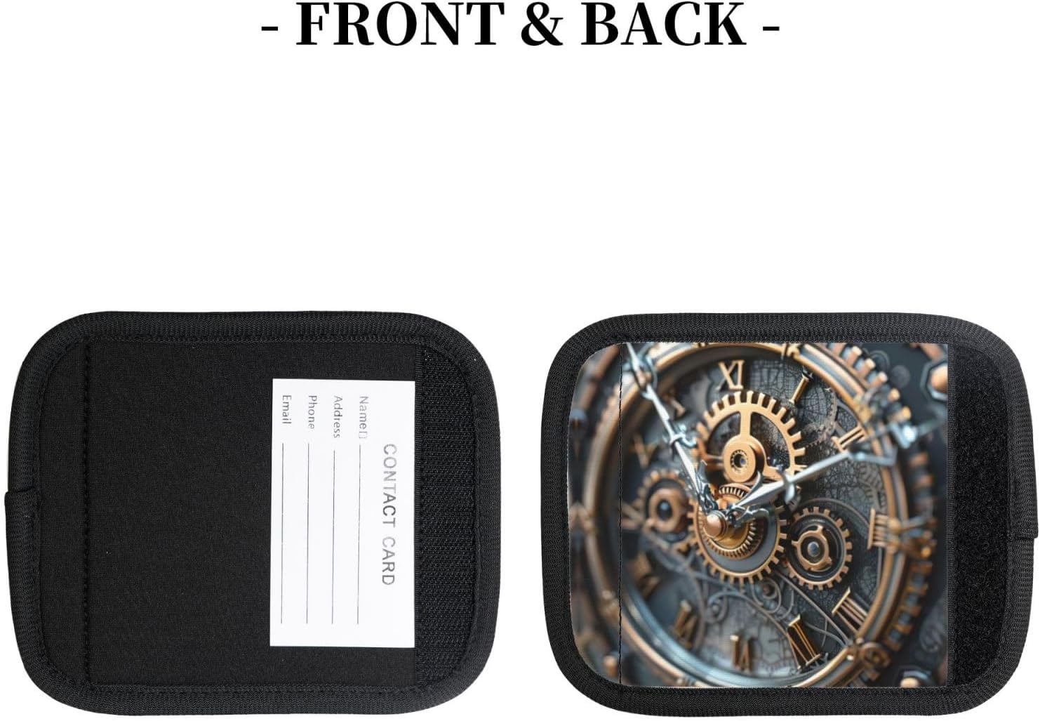 Clock Gear Print Luggage Handle Wraps for Suitcases, 2 Pack Neoprene Travel Bag Luggage Identifiers image number 6