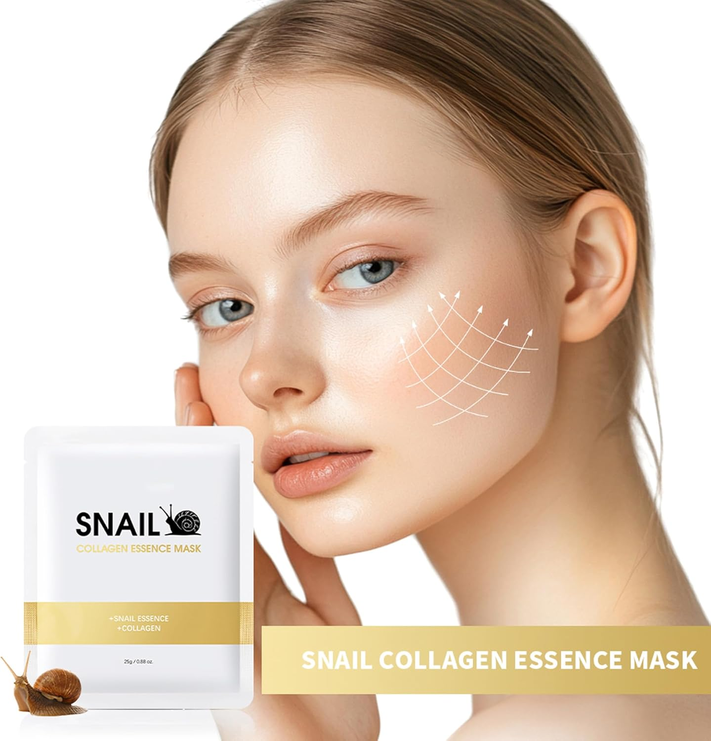 Snail Mucin Face Sheet Mask (5 Pcs) - anti Aging and Moisturizing Face Mask with Hyaluronic Acid - Deep Hydration for Youthful Skin image number 6