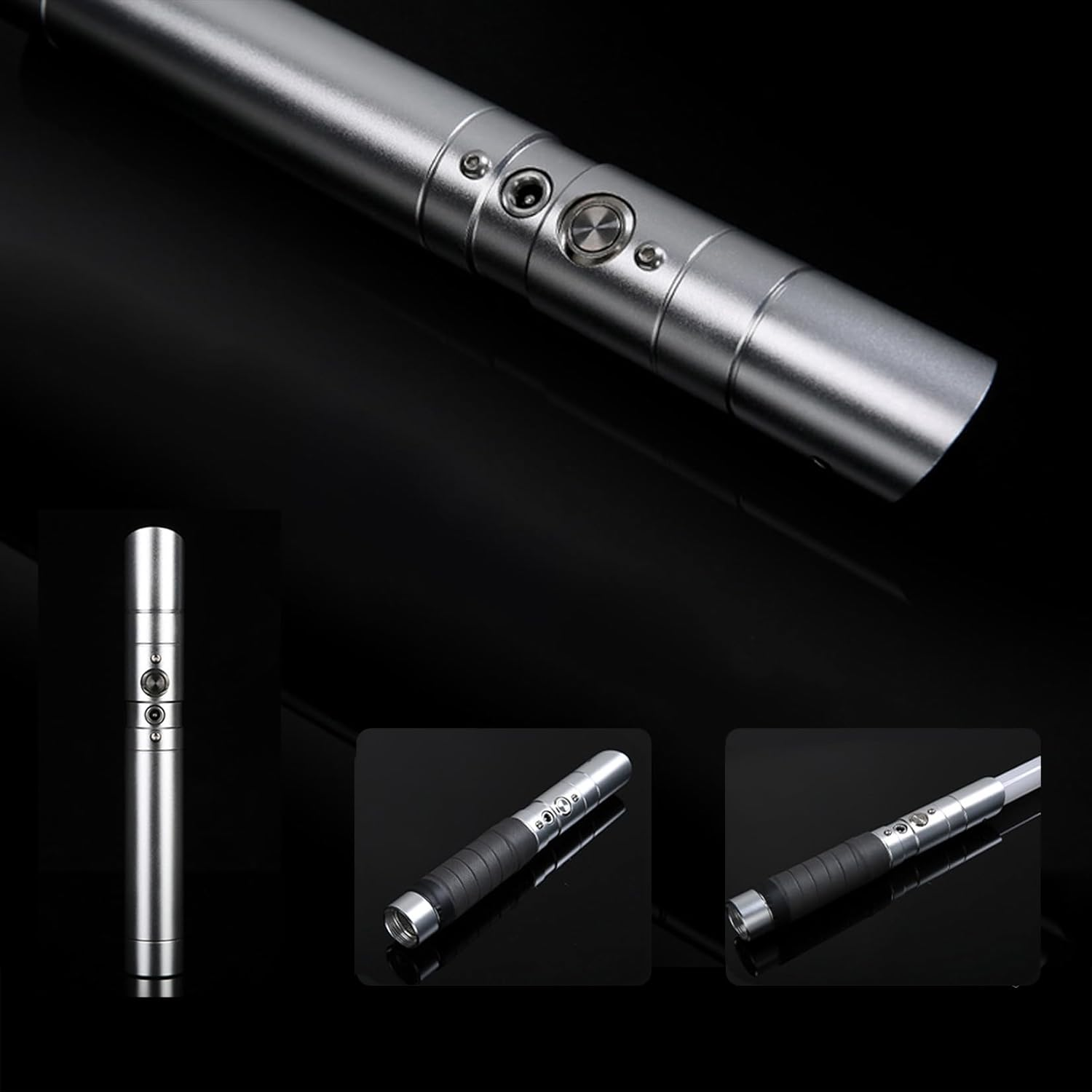 Lightsaber Rechargeable 7 RGB Color Metal Hilt Dueling LED Light Saber for Adults Kids Cosplay Accessories with Sound Mode, Silver - Black 2 Packs image number 4