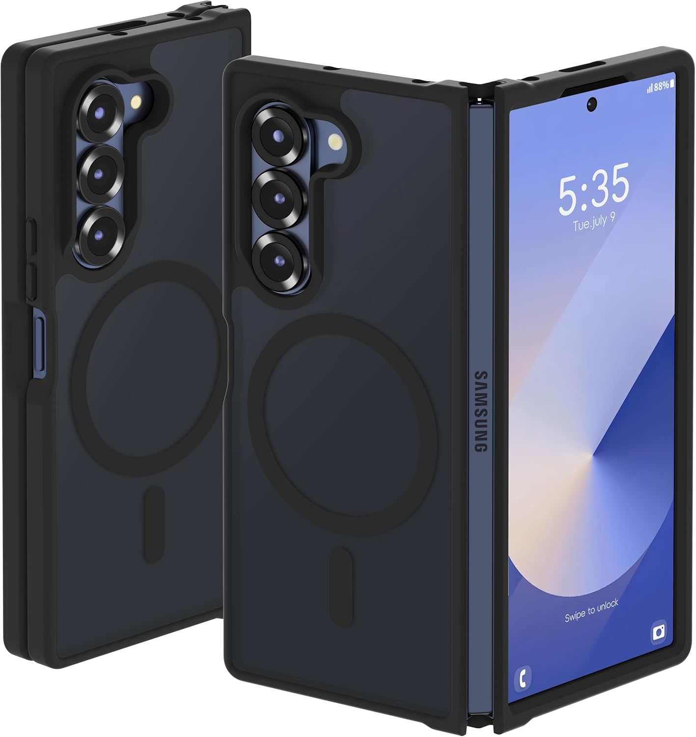 ORETECH Magnetic Shockproof for Samsung Galaxy Z Fold 6 Case, Samsung Z Fold 6 Cover, Compatible with Magsafe, Translucent Ultra Thin Anti-Scratch Flexible TPU Bumper Z Fold 6 Case-Green