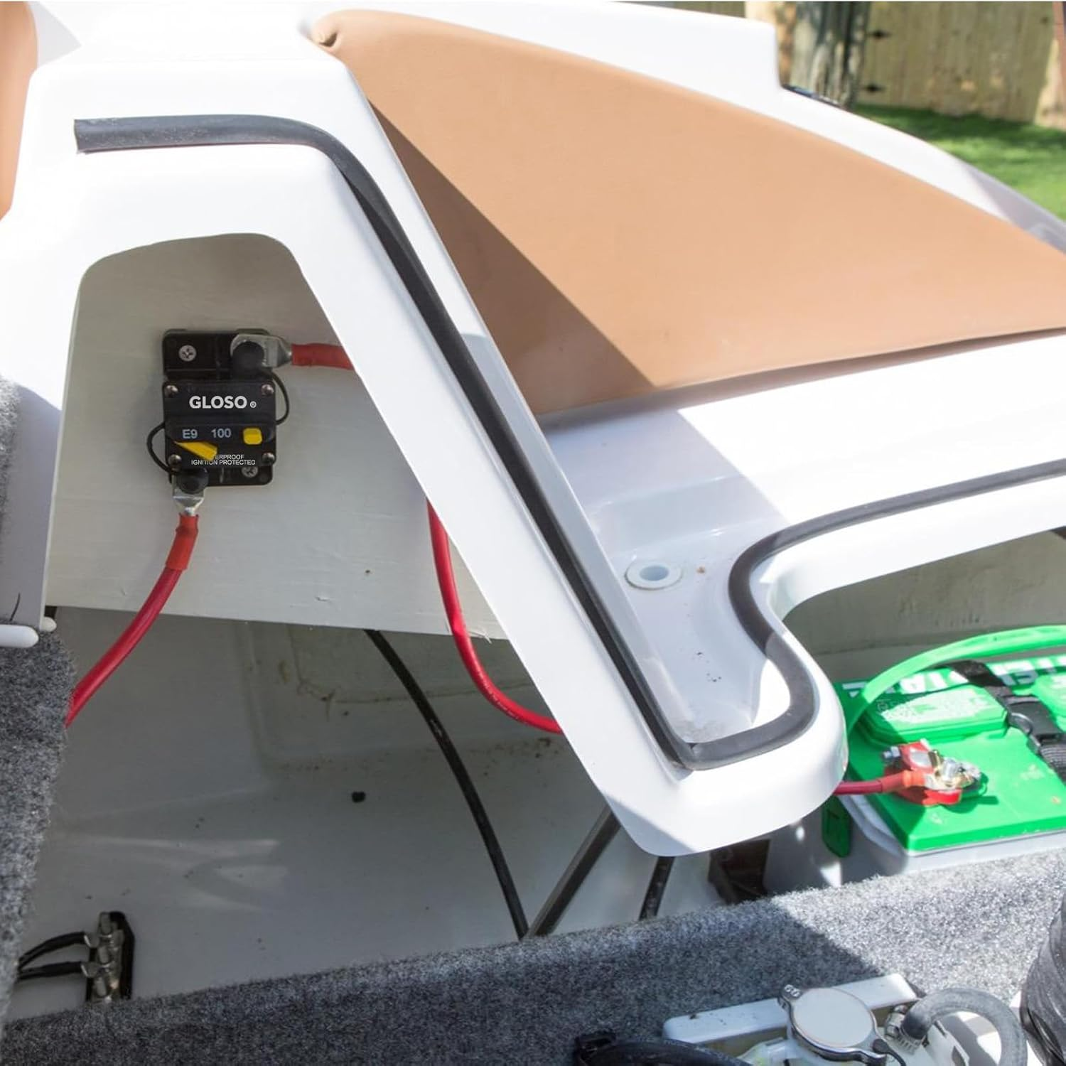 GLOSO E93 100A Circuit Breaker Waterproof IP67 Extended Surface Mount 3/8" Diagonal Stud for Marine RV and Truck Applications 12V-48V DC Protection (100A)