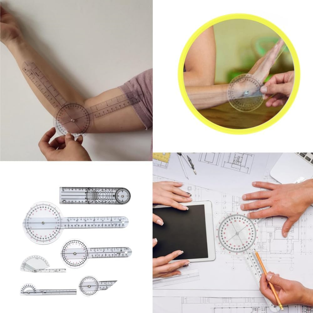 GYWHOOFT Finger Goniometer, 6 Pcs 360&deg;Goniometer Set,6/8/12 Inch Angle Finger Goniometer, Occupational Therapy Protractor Tool Measuring Angle Ruler 360 Degree Universal image number 2