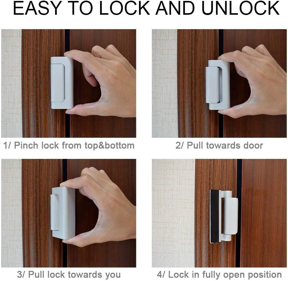 2 Pack Door Reinforcement Locks with 8 Screws, Defender Security Door Lock for Toddler, Childproof Door Lock Night Lock Withstand 800 Lbs, White image number 1