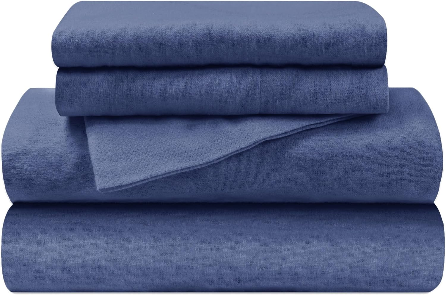 Flannel Cotton Sheet Set, Full, Solid Navy Blue
