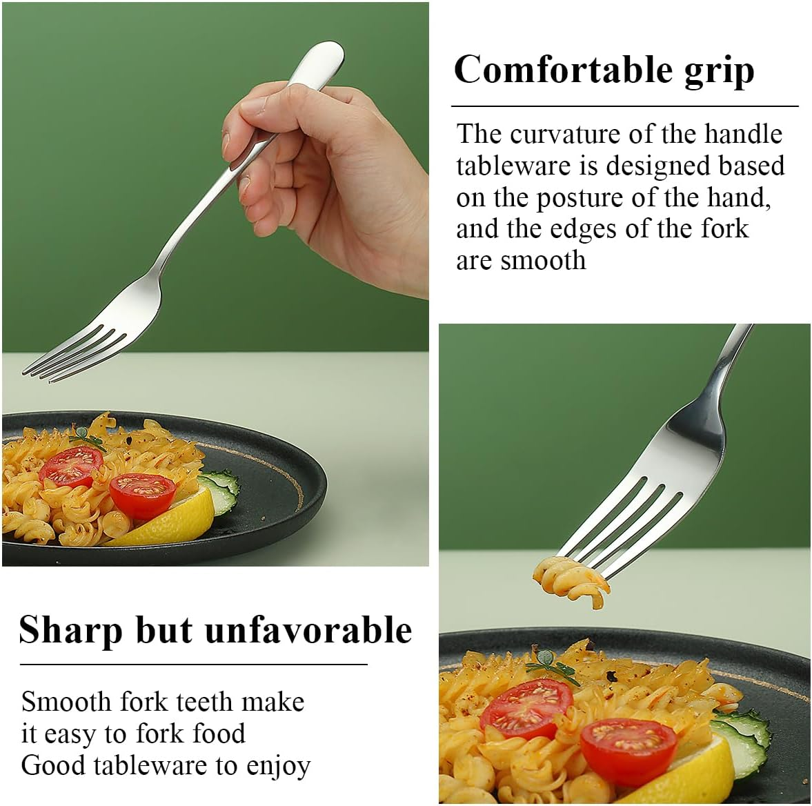 Evanda Dinner Fork 12 Pieces, Stainless Steel 20.5Cm Forks, Cake Forks, Table Forks,Dessert Forks, Easy to Clean, Dishwasher Safe