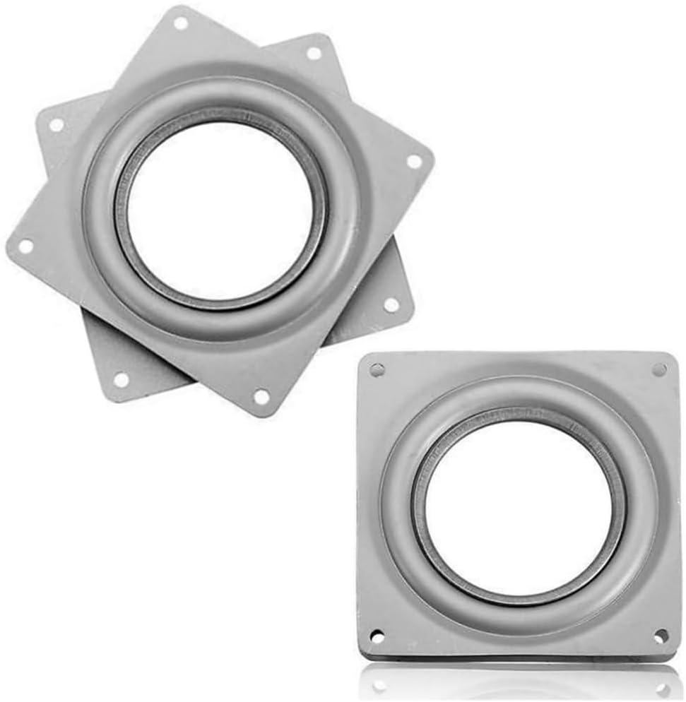 2 Pcs 4 Inch Lazy Susan Turntable Bearings Hardware，Square Rotating Bearing Plate for Serving Trays, Swivel Plate, Kitchen Storage Racks, Craft Table，Heavy Duty Metal Hardware TV Rack Desk Tool image number 2