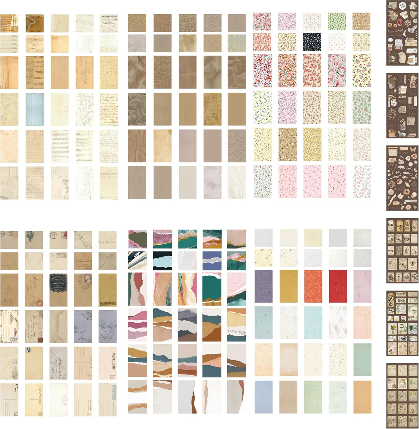 JIEYUMAO Vintage Scrapbook Paper, 366 Sheets Retro Scrapbook Paper, Multicolor Vintage Pattern Paper, Journaling Scrapbooking Supplies Kit Vintage Scrapbooking Supplies for DIY Art image number 6