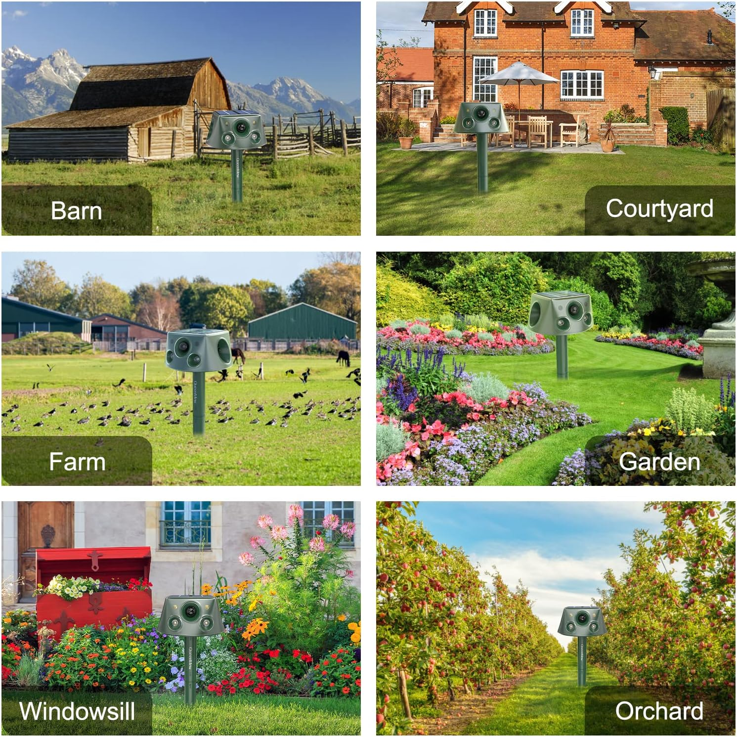 Solar Animal Ultrasonic Repeller, 240&deg; Ultrasonic Animal Repellent,Ipx66 Mole Repellent for Lawns Outdoor Solar Powered,Pest Control, Cat, Dog, Deer, Rabbit, Mice Repellent 40 FT PIR Sensor Repeller image number 2