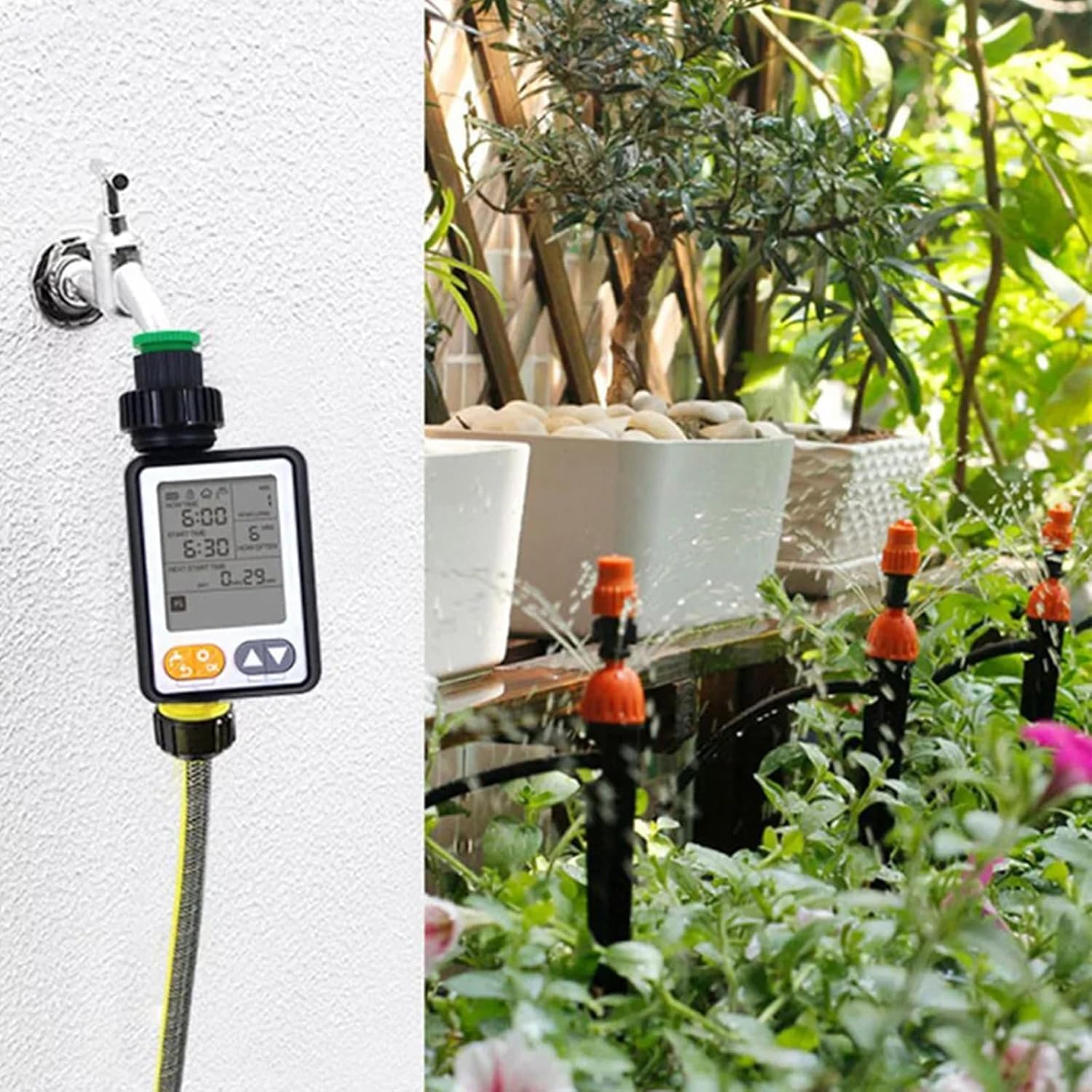 Digital Water Timer, Sprinkler Timer Programmable, Garden Hose Timers for Watering Large LCD Display, Manual Irrigation Mode, IP65 Waterproof Lawn Patio Farm (HUA102) image number 4