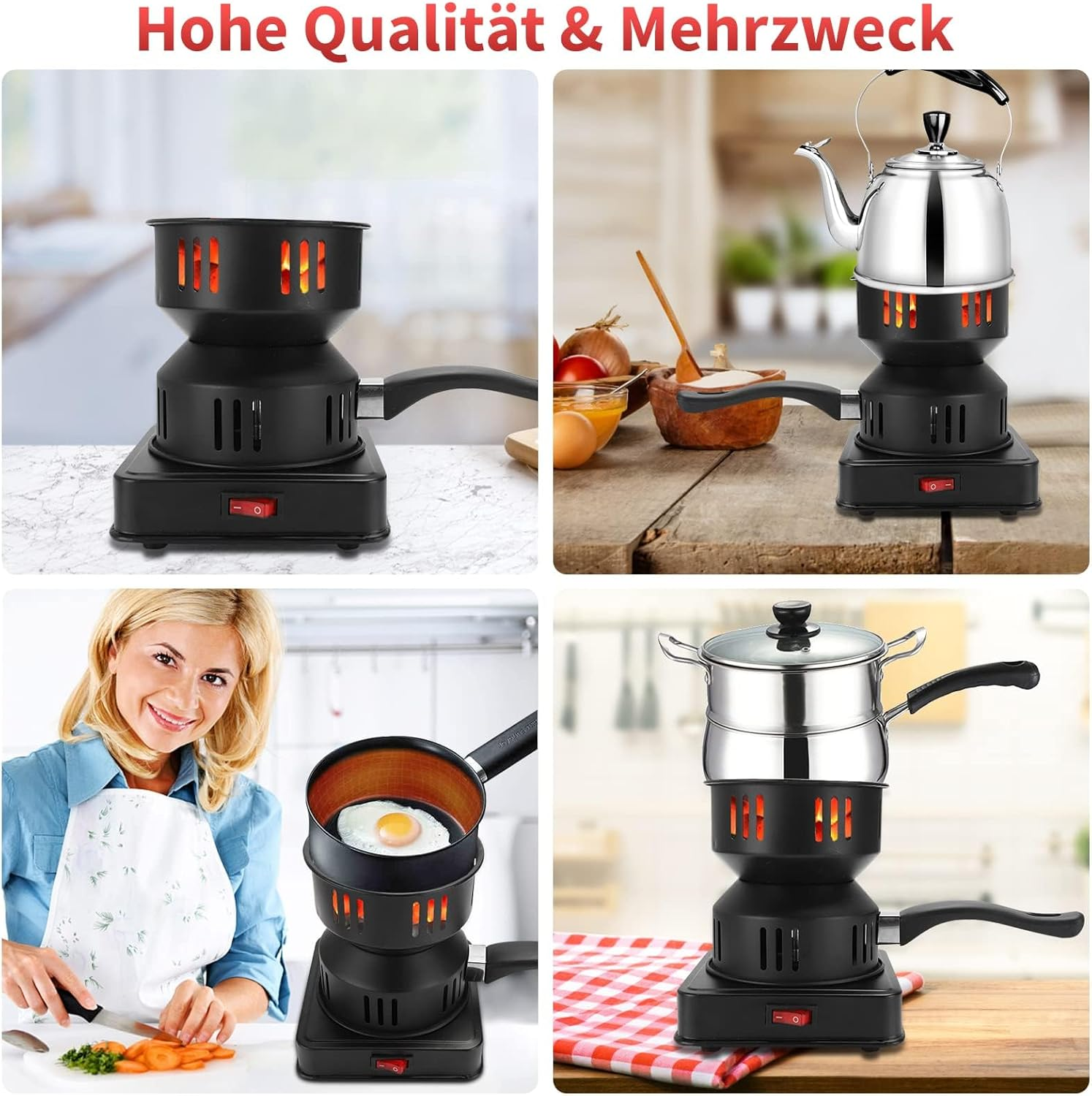 Electric Charcoal Lighter, 450-600 W Charcoal Electric Charcoal Grill, Burner, Charcoal Grill Accessories, Charcoal Lighter, Charcoal Basket, Heating Plate with Carry Handle & Charcoal Grid image number 6