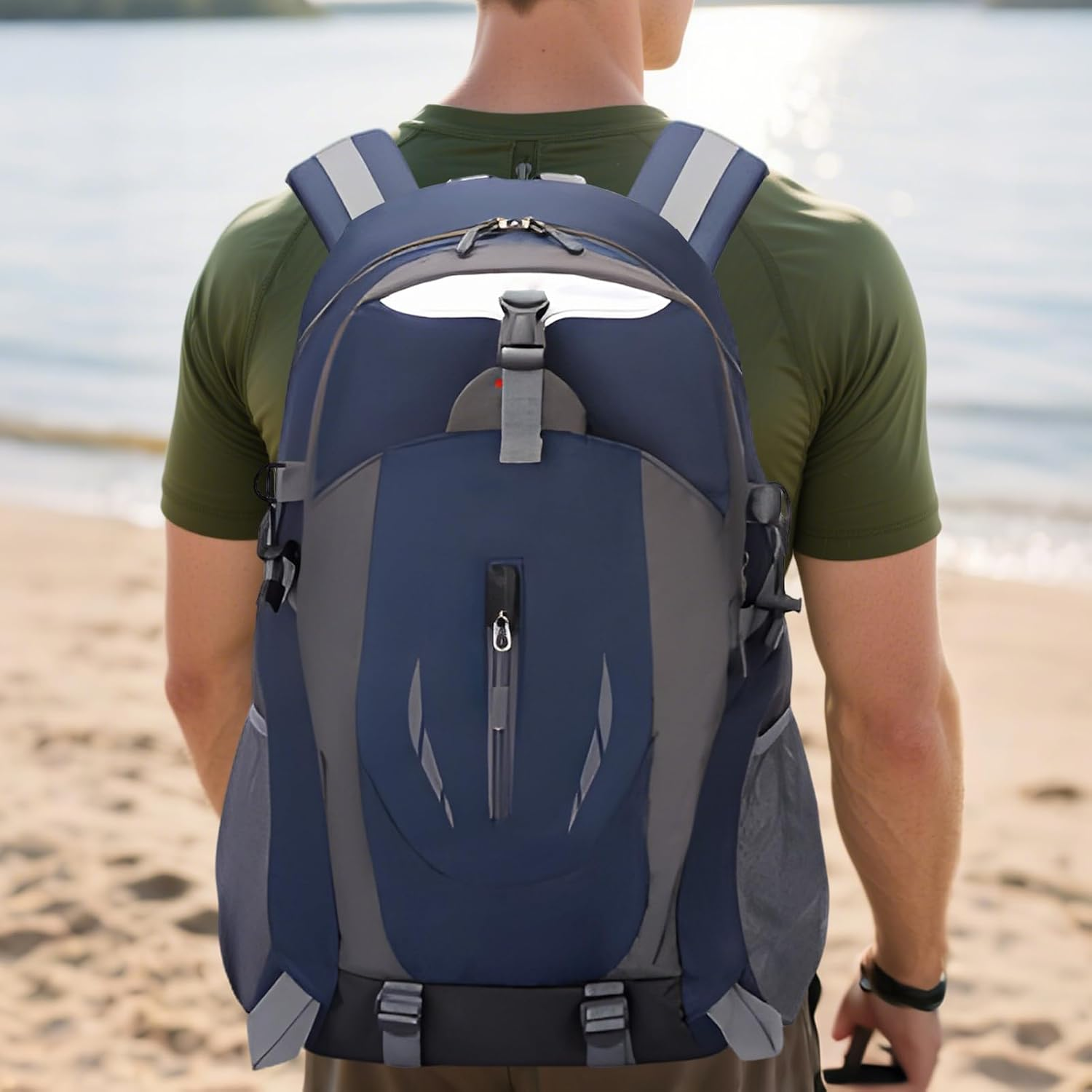 Hiking Backpack Men | 40L Lightweight Backpack Camping Bag | Waterproof Storage Organizer Reflective Gear for Men Backpacking Mountaineering Climbing Cycling image number 5