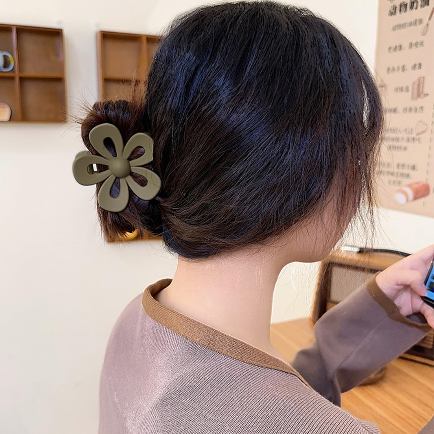 6-Piece Flower Hair Clip, Soft Flower Hair Clip, Slippery Flower Hair Clip, Cute Flower Hair Clip, Suitable for Women and Girls with Thin and Medium Thick Hair