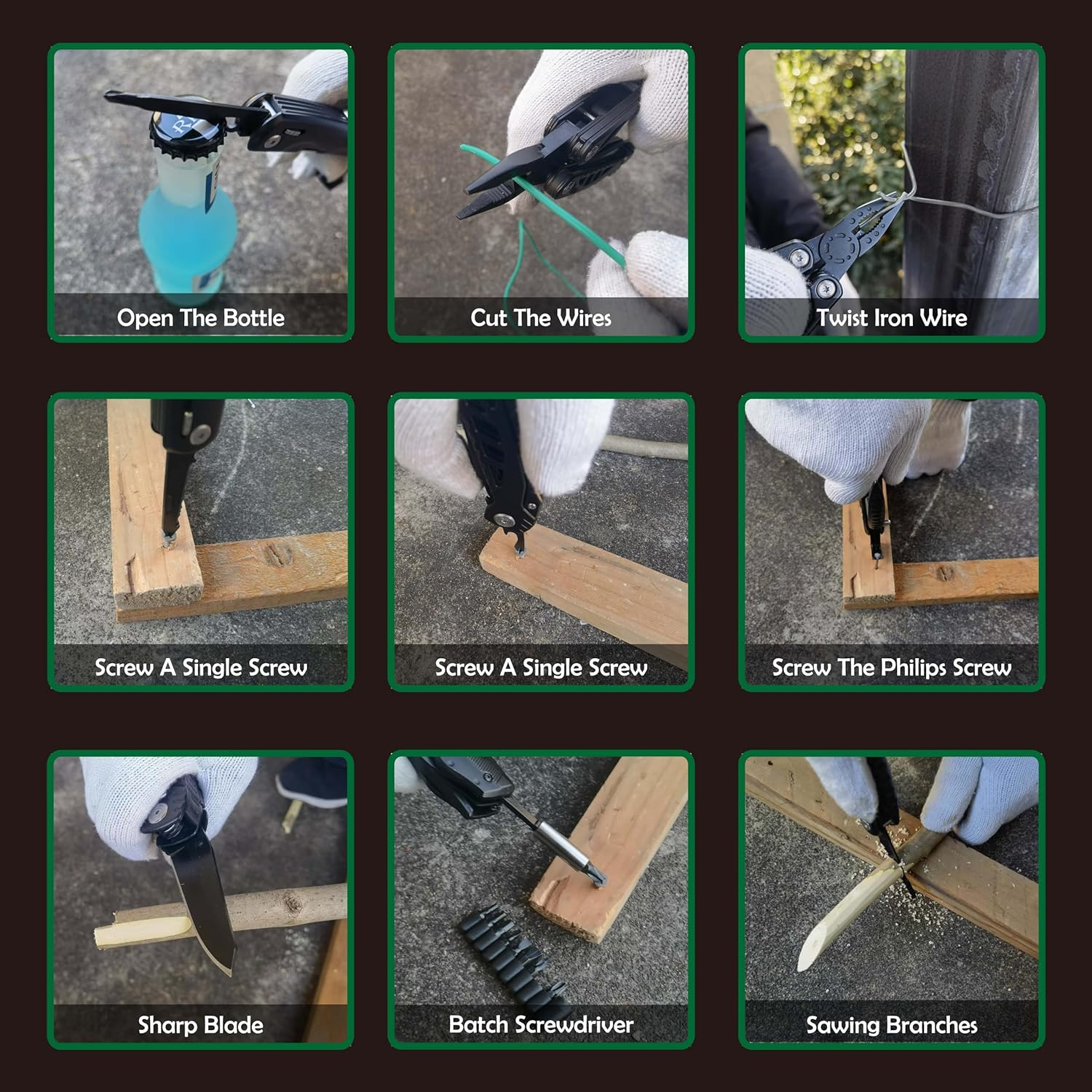 10-In-1 Multi Tool Pocket Knife &ndash; Portable Functional Tools with Needle Nose Pliers, Screwdriver Kit, Bottle Opener, for Outdoor Camping, Hiking, Adventure & DIY Repairs image number 3