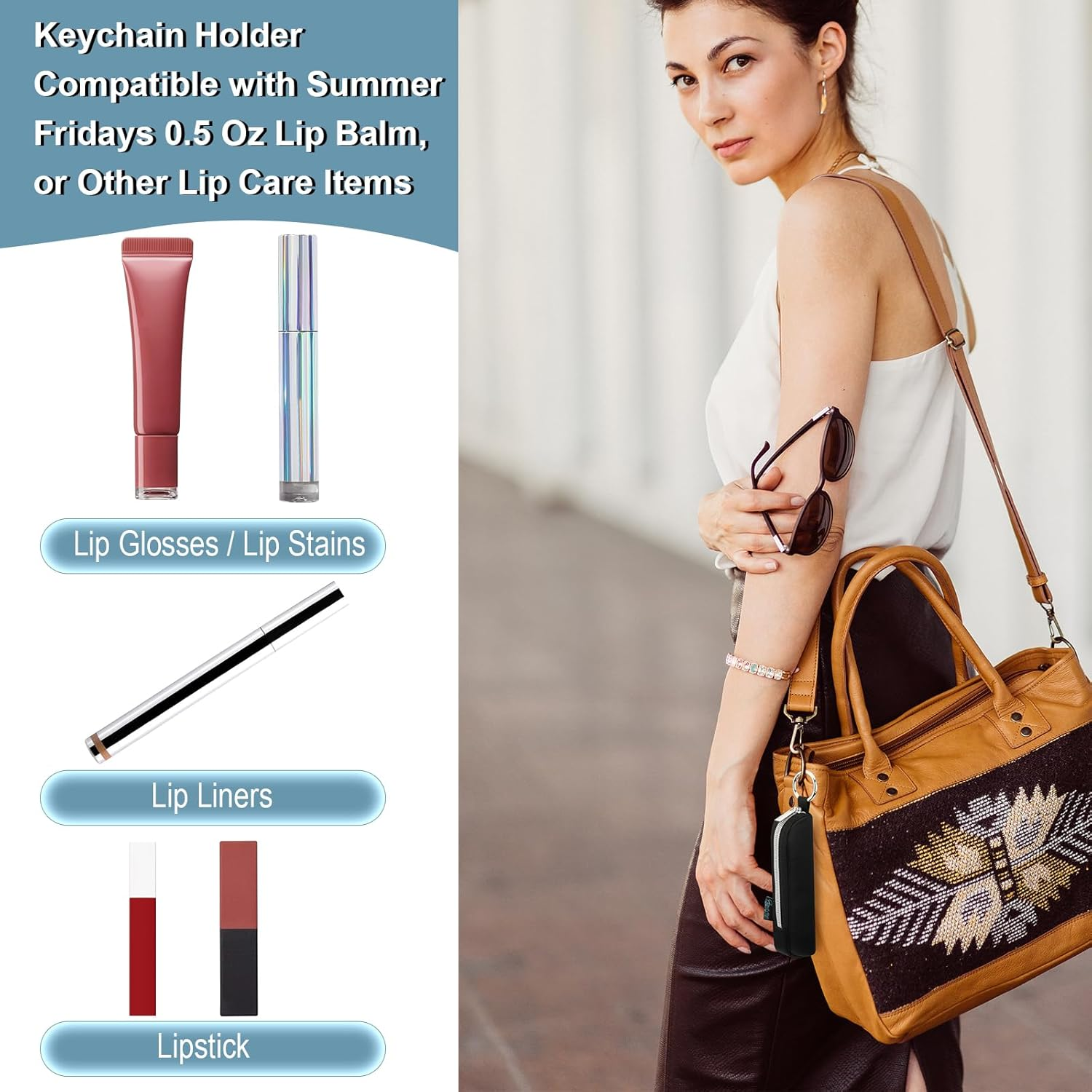 Beautyflier Tinted Lip Butter Balm Keychain Holder Compatible with Summer Fridays 0.5 Oz Lip Balm, Attachment for Summer Fridays, Shine Lip Gloss Portable Holder (Black) image number 5