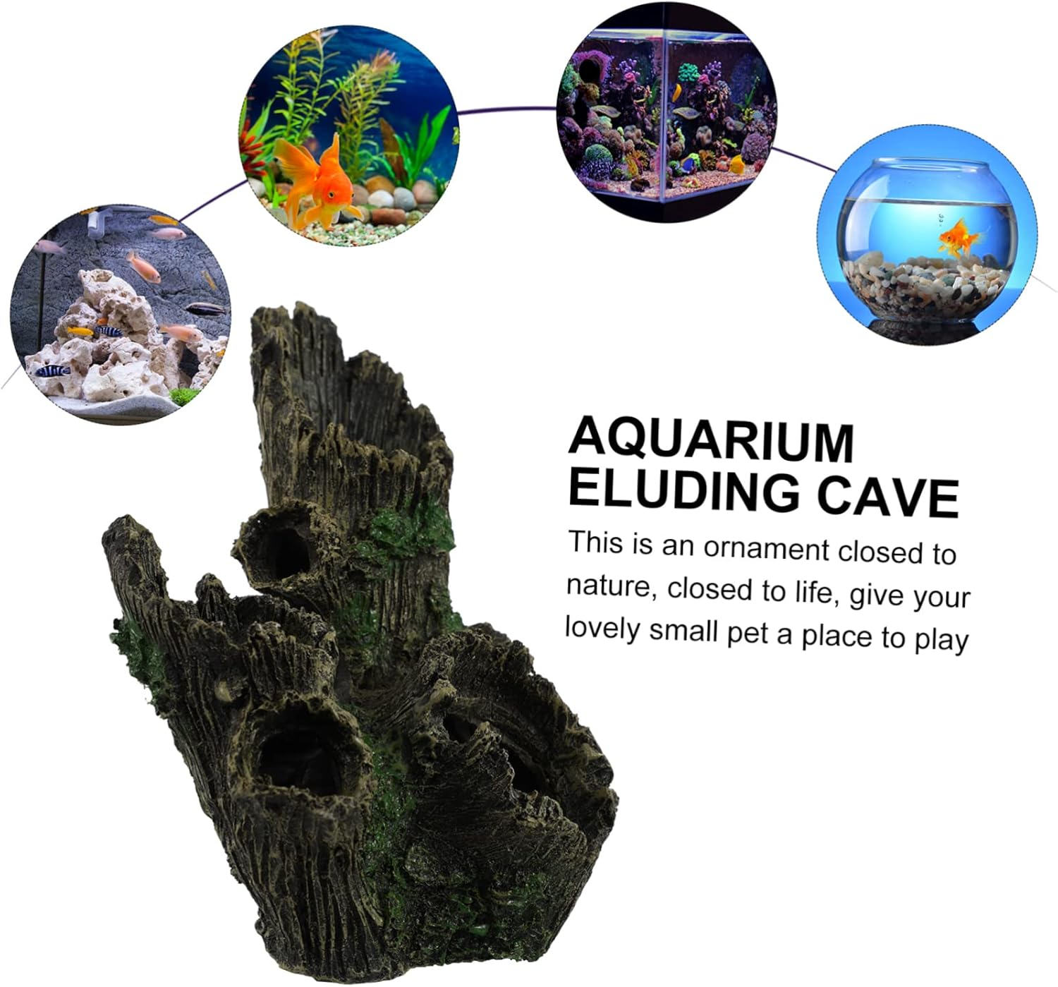 Balacoo Resin Fish Cave Decoration for Aquarium Fish Tank Root Hideout Adornment Non Fading Resin Ornament for Aquatic Pets Practical and Decorative