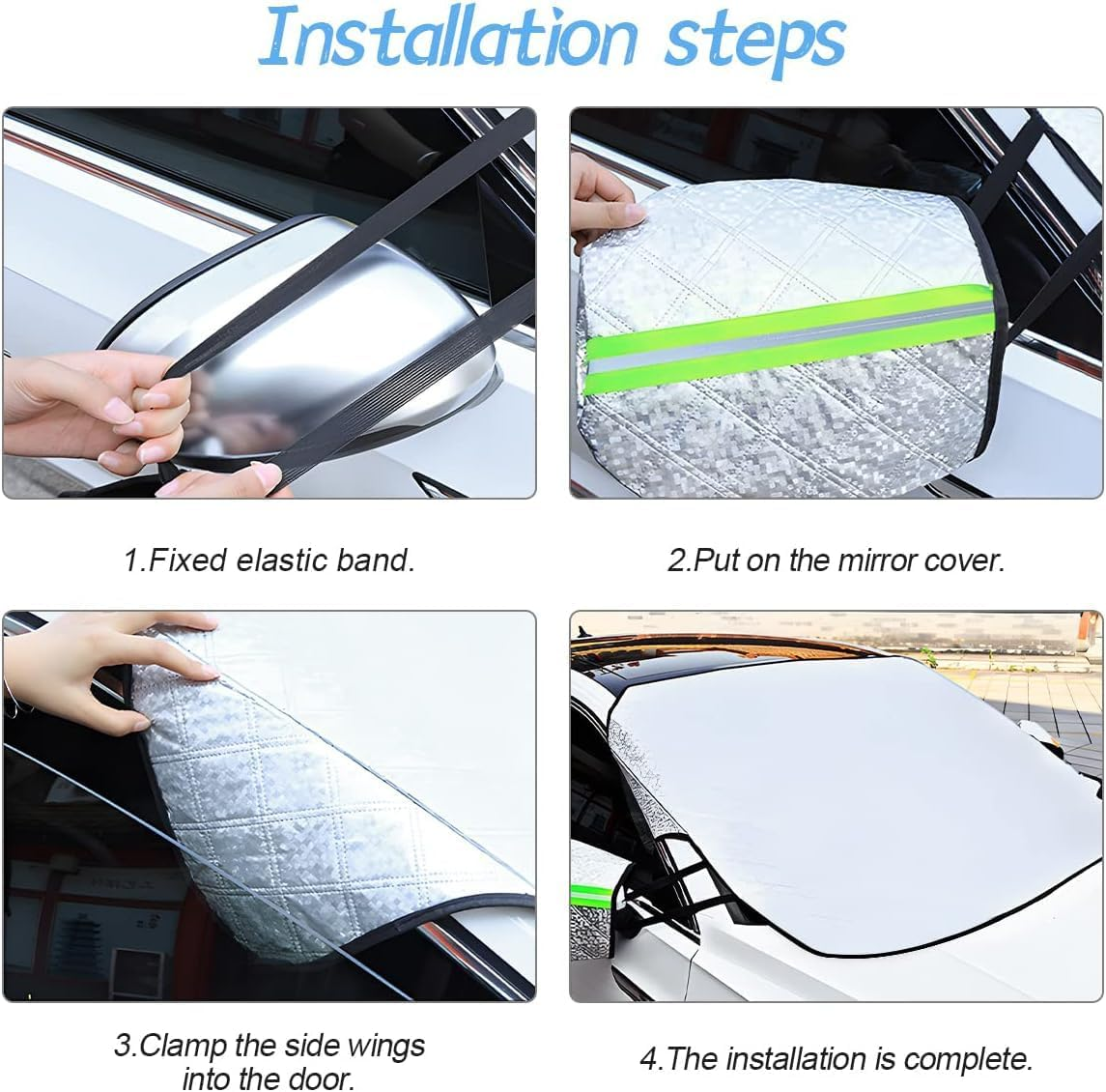 Windshield Cover for Cars - Winter Windshield Protector, Snow & Ice Shield, UV Sunshade, Waterproof Windscreen Cover for Car, SUV, Van (147&times;116Cm) image number 6
