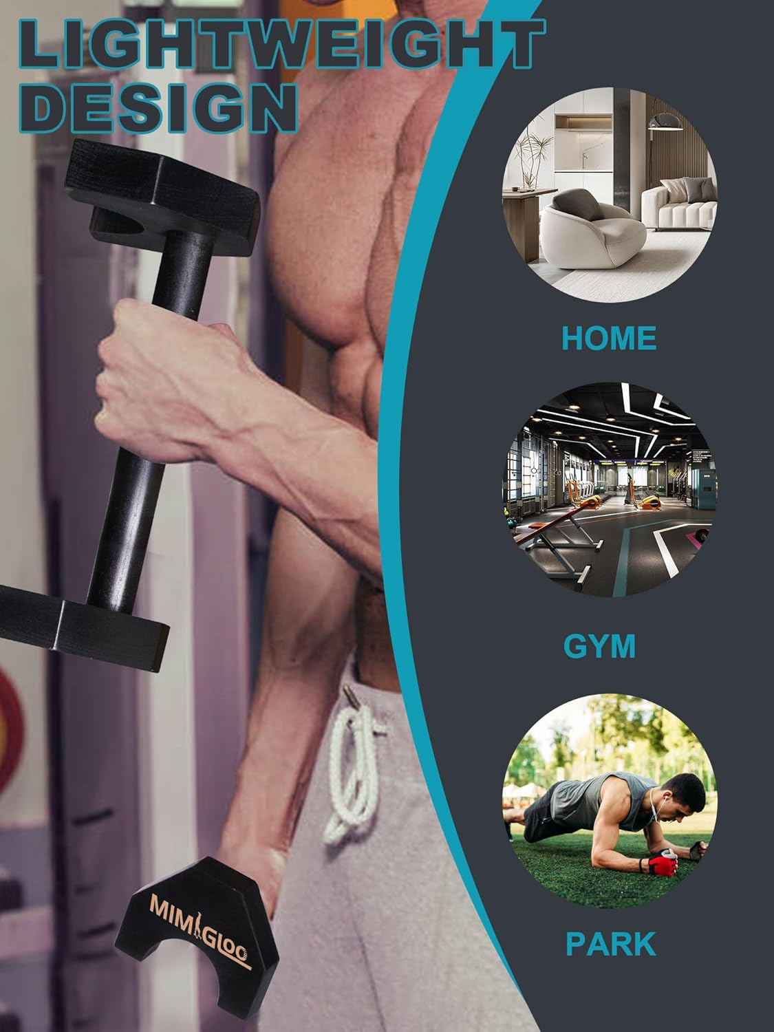 MIMIGLOO Premium Wooden Push-Up Handles and Non-Slip Calisthenics Parallettes, Push-Up or Handstand Handles, Push up Bar for Indoor and Outdoor Bars image number 4