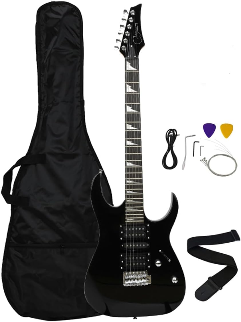 39 Inch 6 Strings 24 Frets Electric Guitar with Bag and Accessories (Black) (Black)