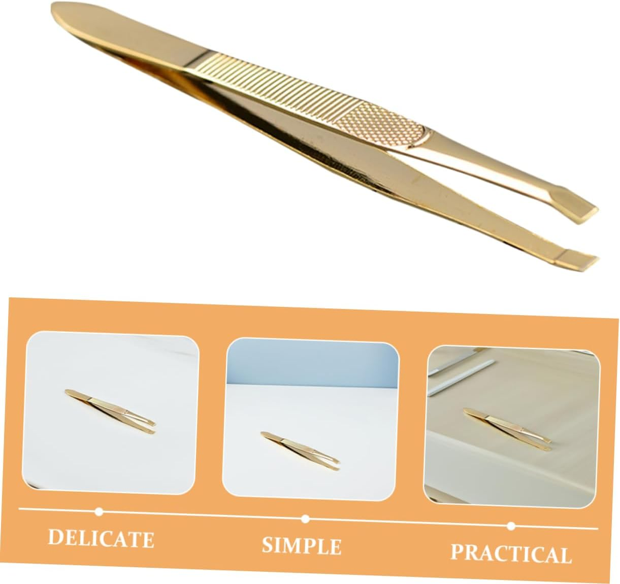 NULYLU 2Pcs Gold-Plated Stainless Steel Eyebrow Tweezers Set 9&times;0.8Cm Precision Multipurpose Beauty Tweezers for Eyelash Extension and Facial Hair Removal Women image number 1