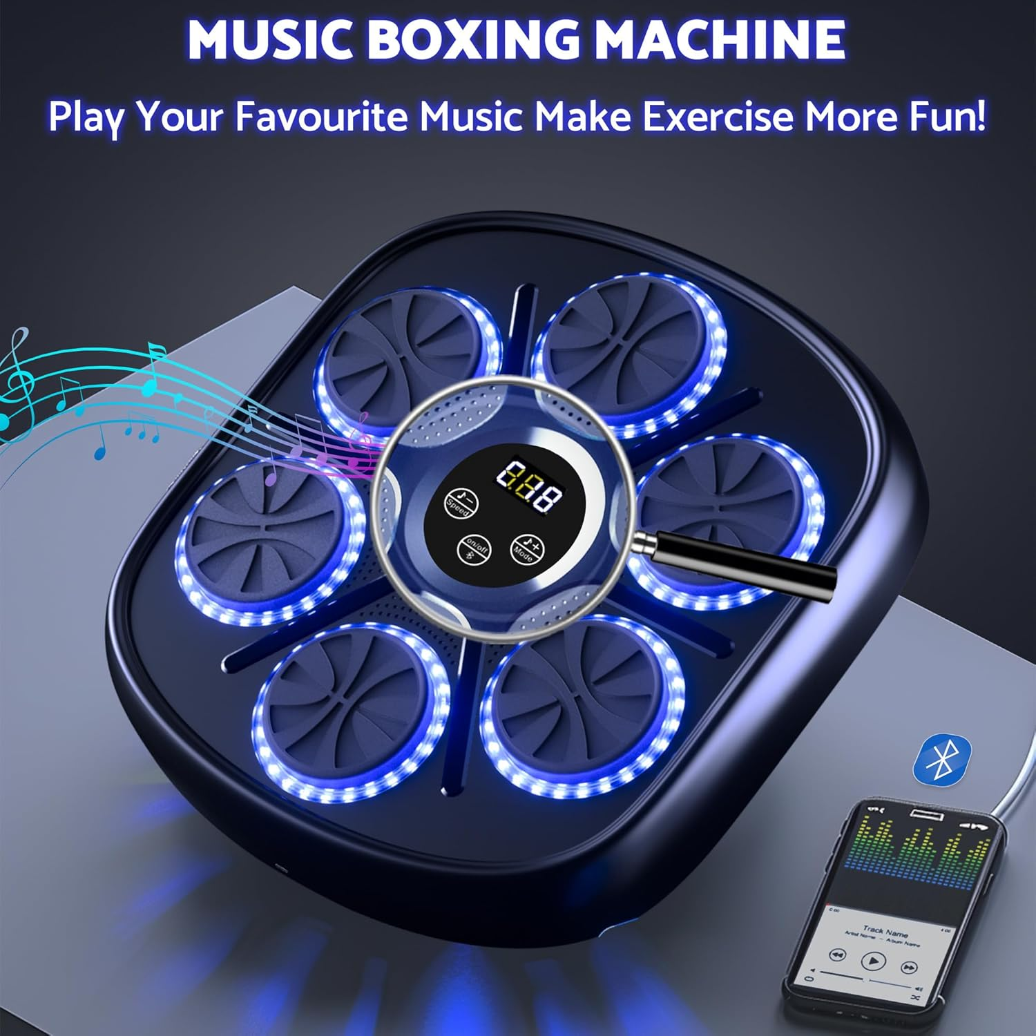 Music Boxing Machine, Wall Mounted Boxing Target,Smart LED Boxing Training Punching Equipment with Bluetooth Boxing Gloves for Home Workout Training image number 5