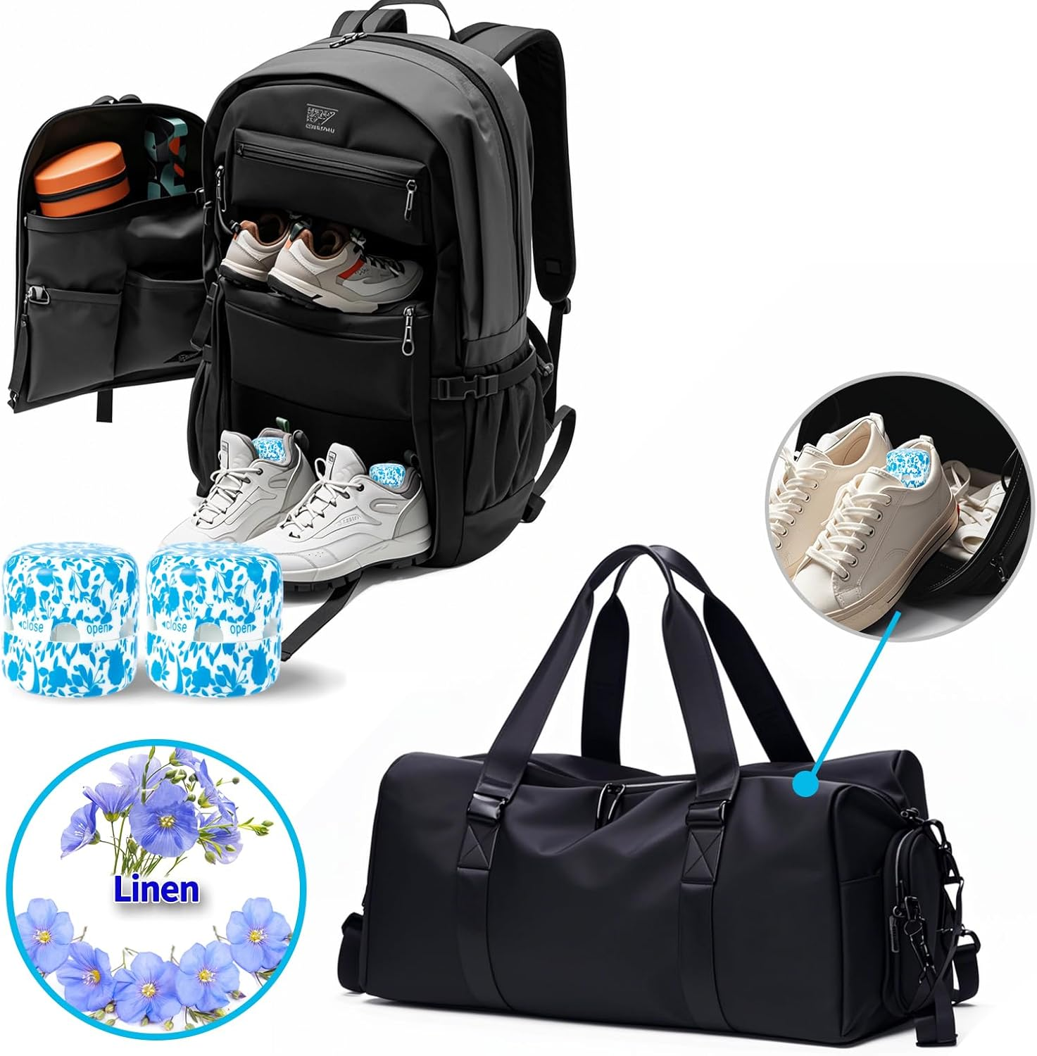 Eco-Fused Deodorizing Pods for Sneakers, Lockers, Gym Bags - 8 Pack - Shoe Deodorizer - Also Great for Homes, Offices and Cars - Easy Twist Lock/Open Mechanism - Ocean Fresh/Linen Scent - Pod Ocean+Linen - 8 Pack image number 3