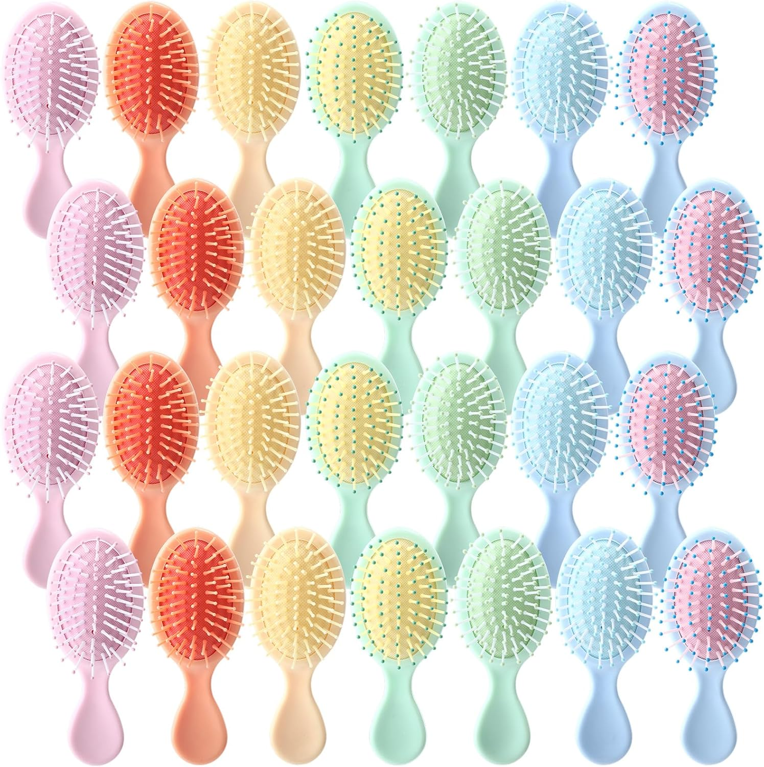 Zopeal 28 Pcs Kids Gift Wet Hair Mini Brush Bulk Girls Back to School Small Pocket Travel Hairbrush Hygiene Detangler Soft Bristle Detangling Paddle for Bachelorette Rewards Party Favor(7 Colors)