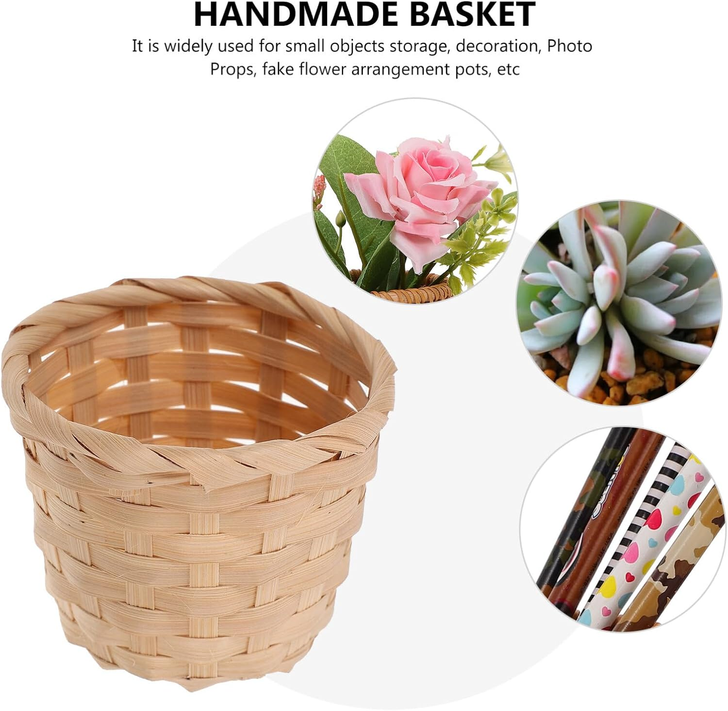 Angoily Versatile Bamboo Storage Baskets 10Pcs for Fruits Snacks Decor Rustic Design image number 5