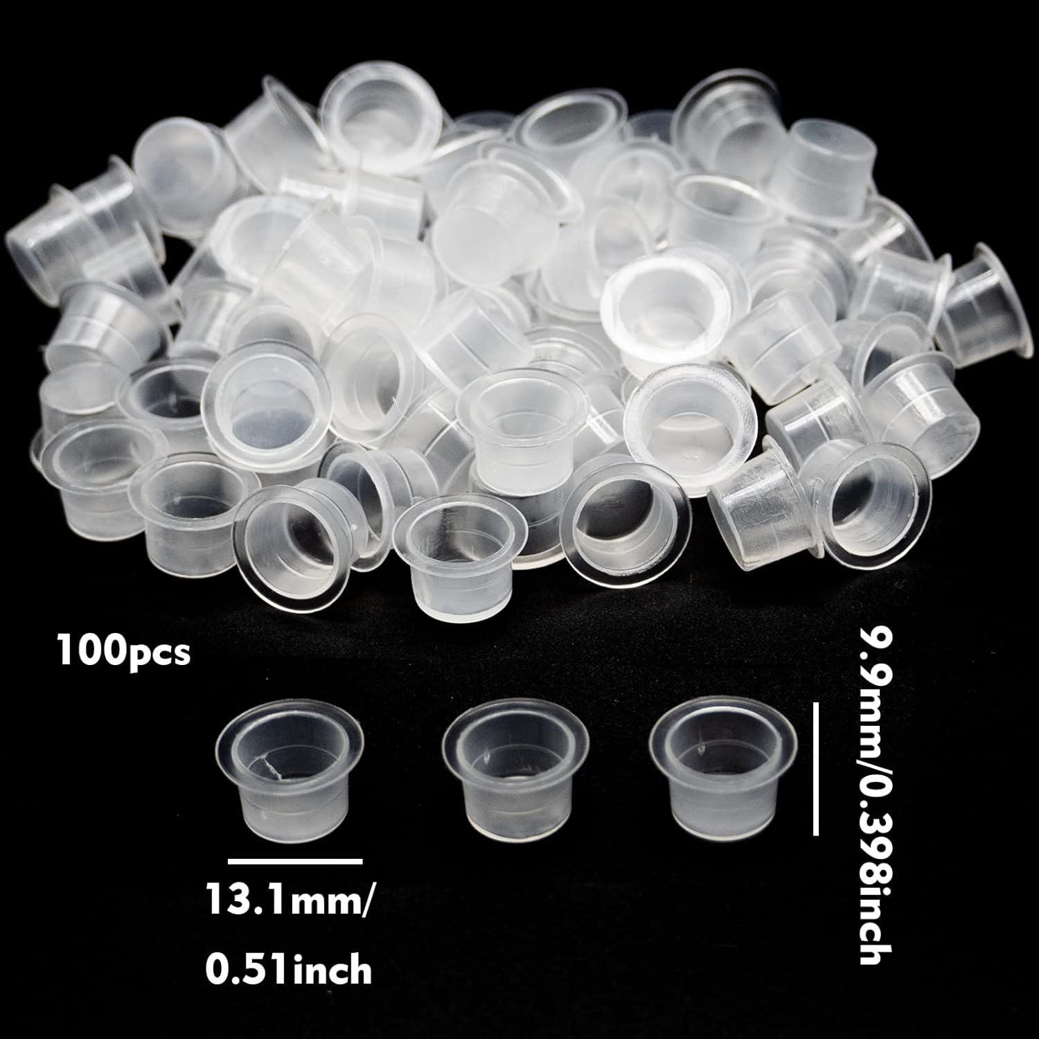 100 Pieces Tattoo Ink Cups,Ink Caps,Tattoo Ink Pots,Ink Caps Cups, Disposable Ink Cap, Plastic Ink Containers for Medium Ink Pigment Cups 12Mm image number 2