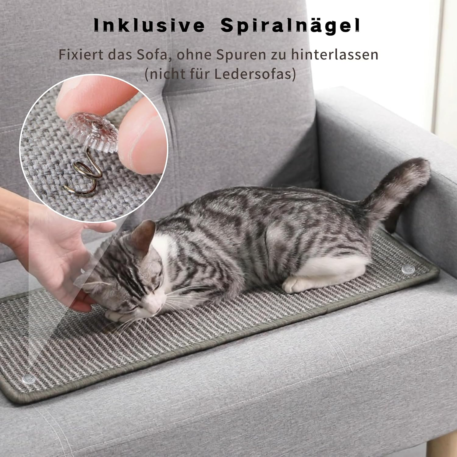 Cat Scratch Protection Cat Scratching Mat Sisal Cat Scratching Mat for Cat Cat Scratching Mat for Sofa Furniture Door Scratch Protection 60 &times; 25 Cm (Grey) image number 3